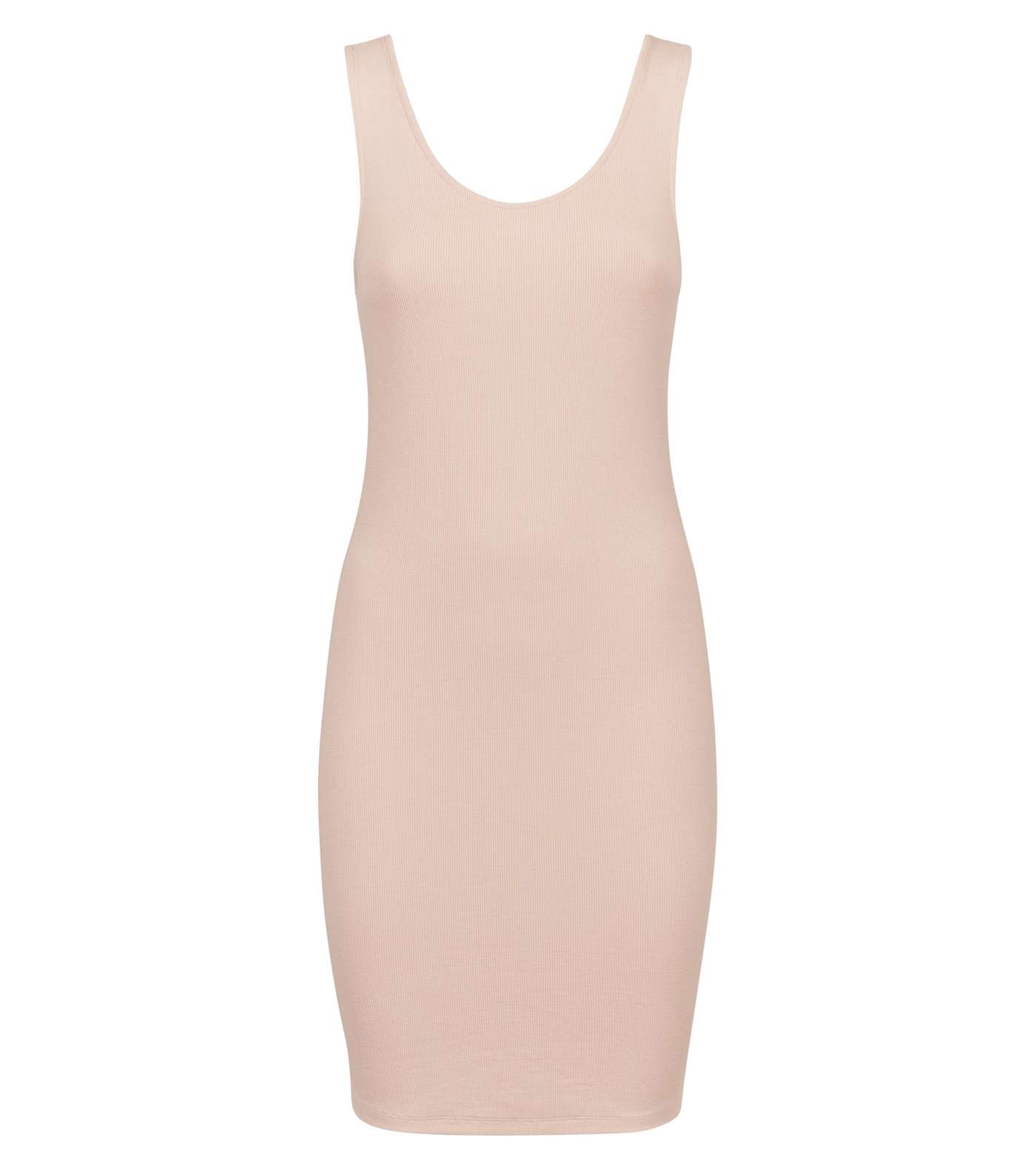 Pale Pink Ribbed Sleeveless Bodycon Dress Image 4