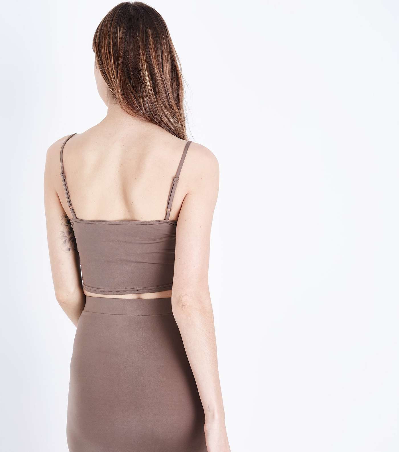 Light Brown Square Neck Cropped Cami Image 3