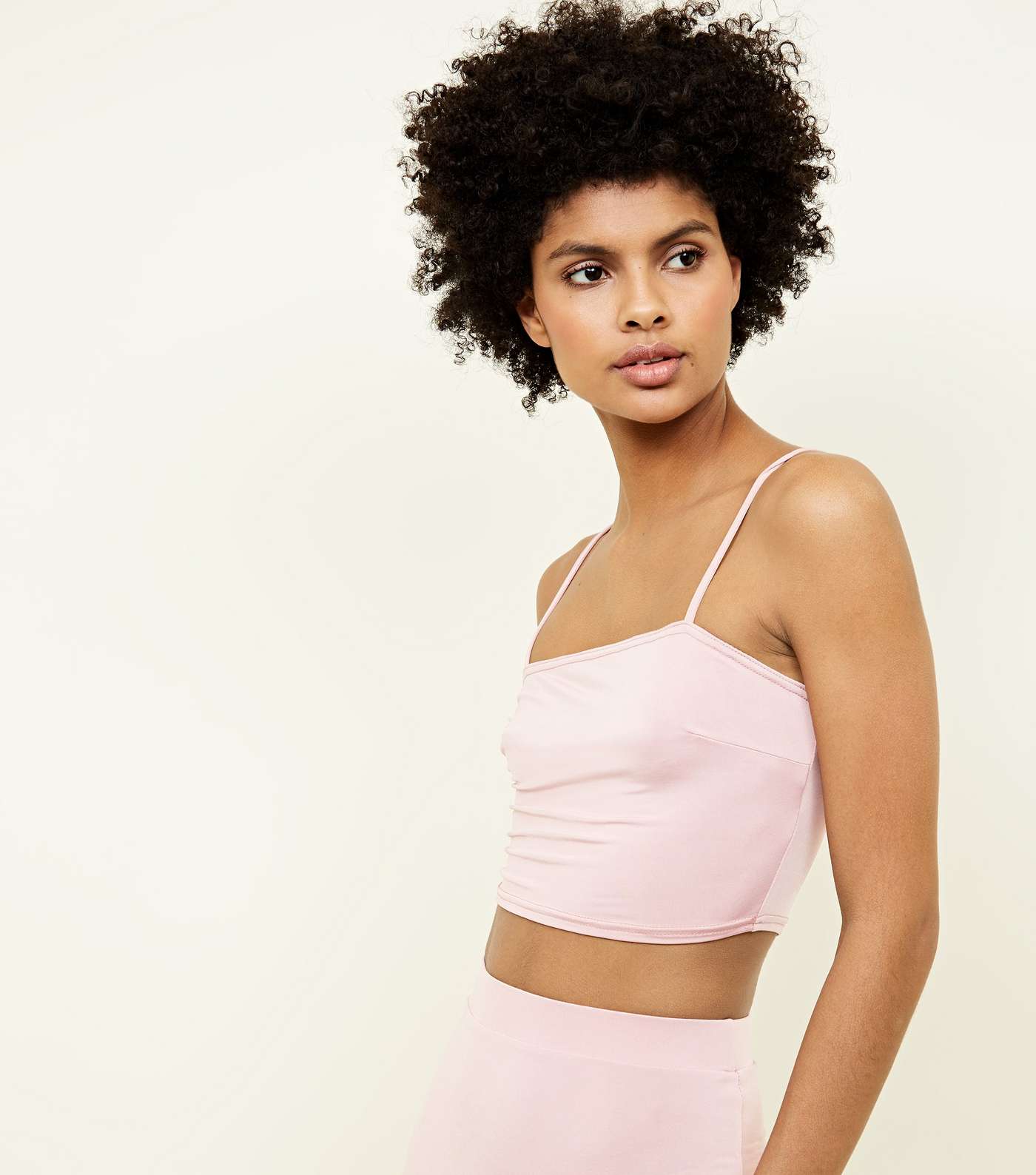 Pale Pink Square Neck Cropped Cami