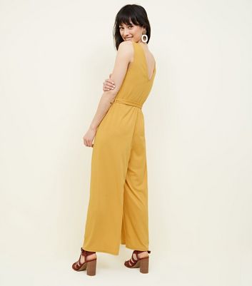 mustard ribbed jumpsuit