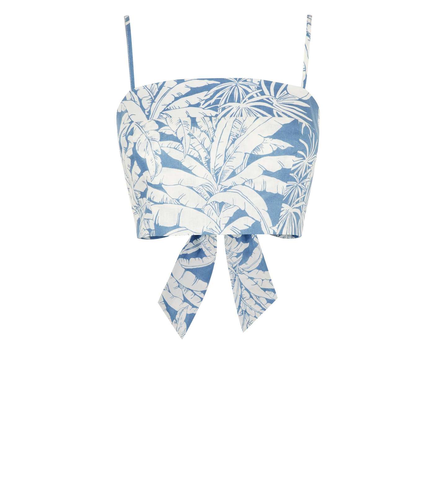 Blue Tropical Linen Blend Tie Back Cami Image 4