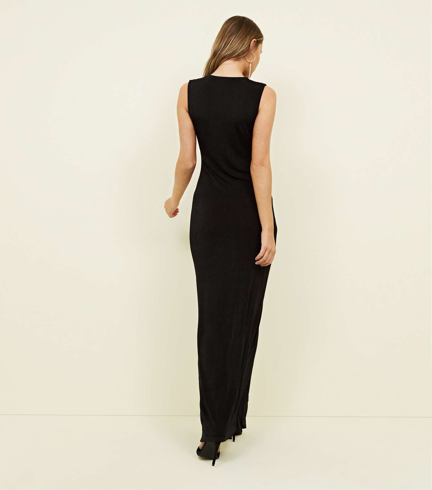 Black Ruched Maxi Dress Image 2