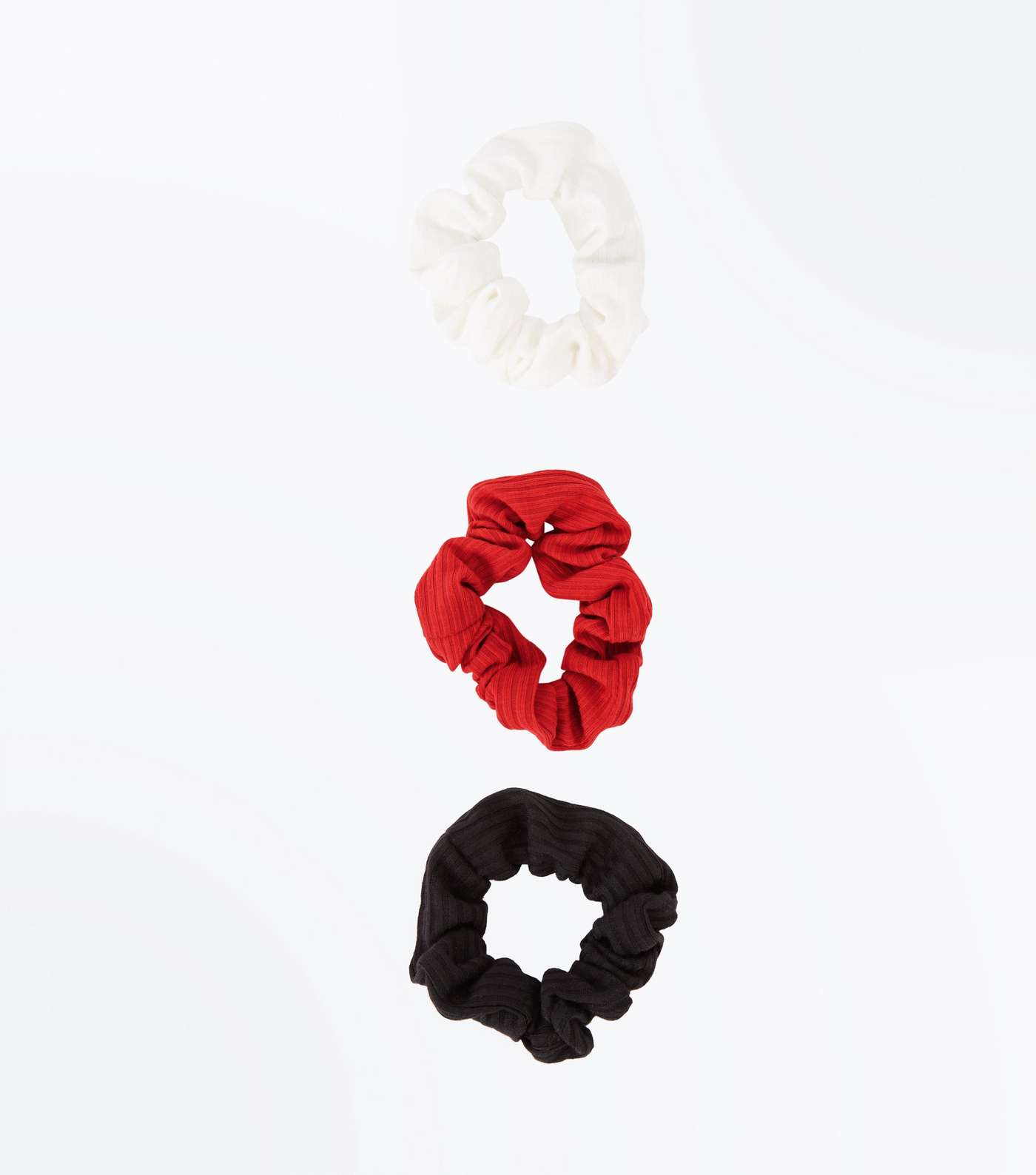 3 Pack Multicoloured Ribbed Scrunchie