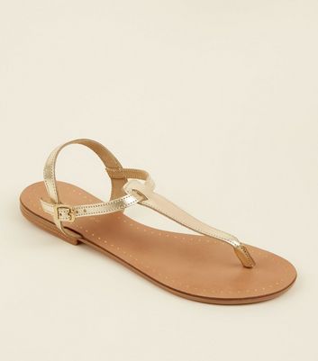 new look gold flat sandals