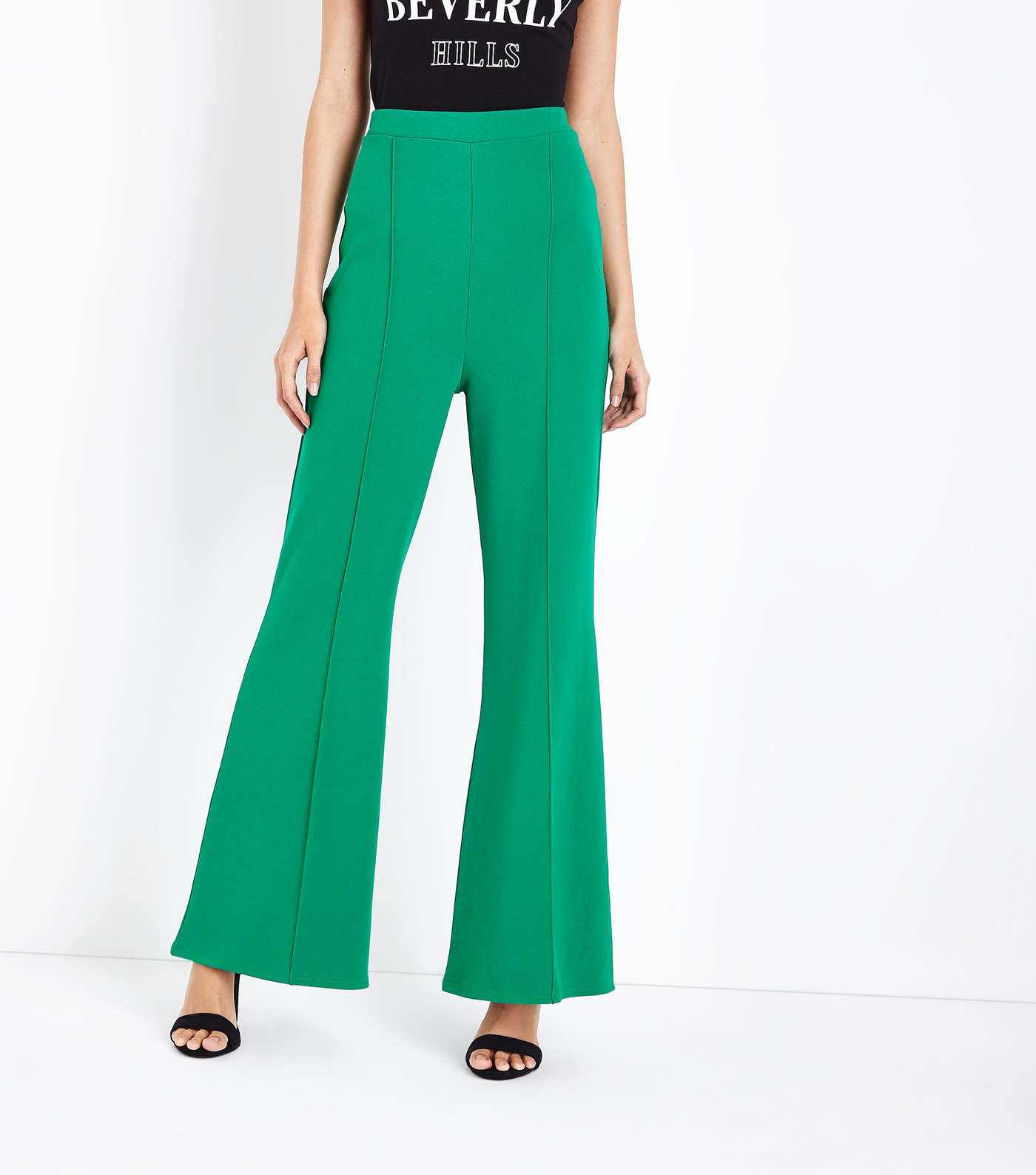 Cameo Rose Green Piped Flared Trousers  Image 2