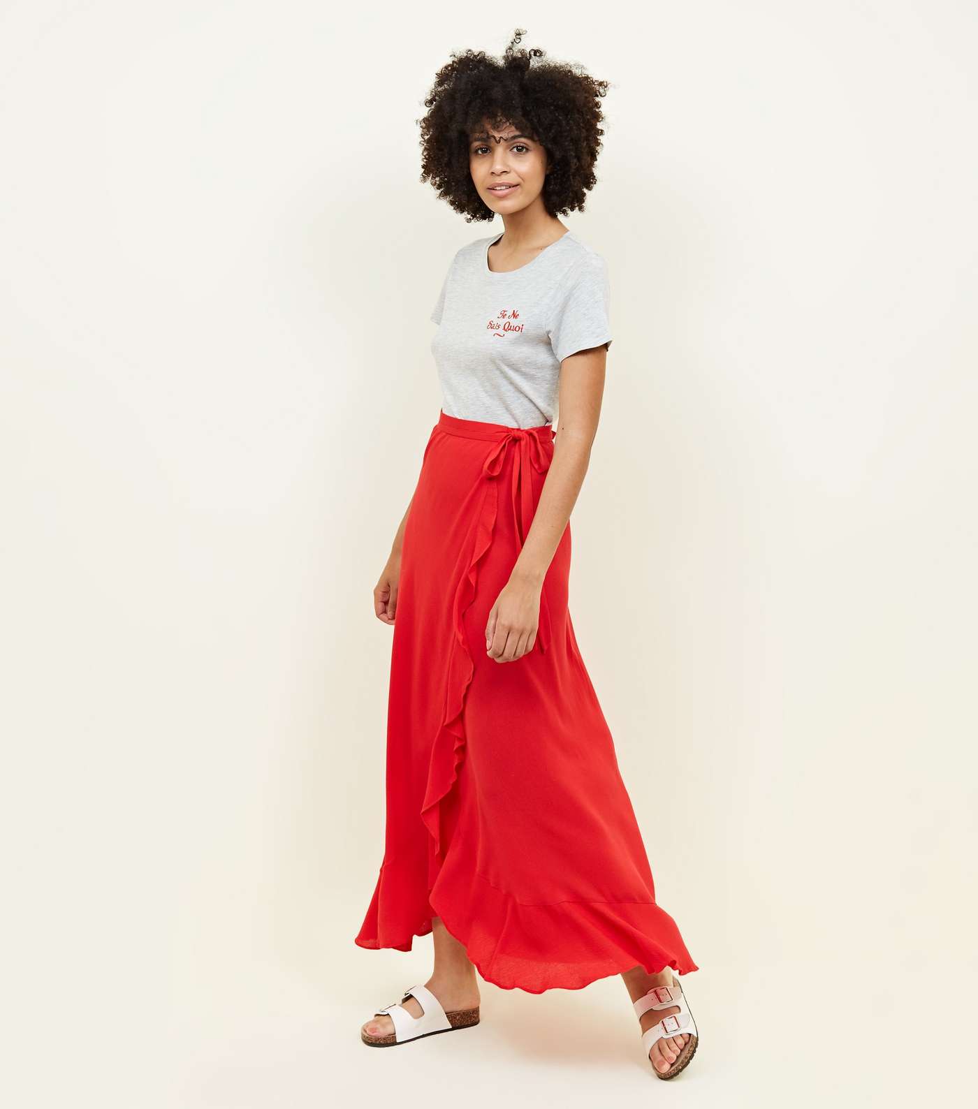 Red Cheesecloth Maxi Wrap Skirt