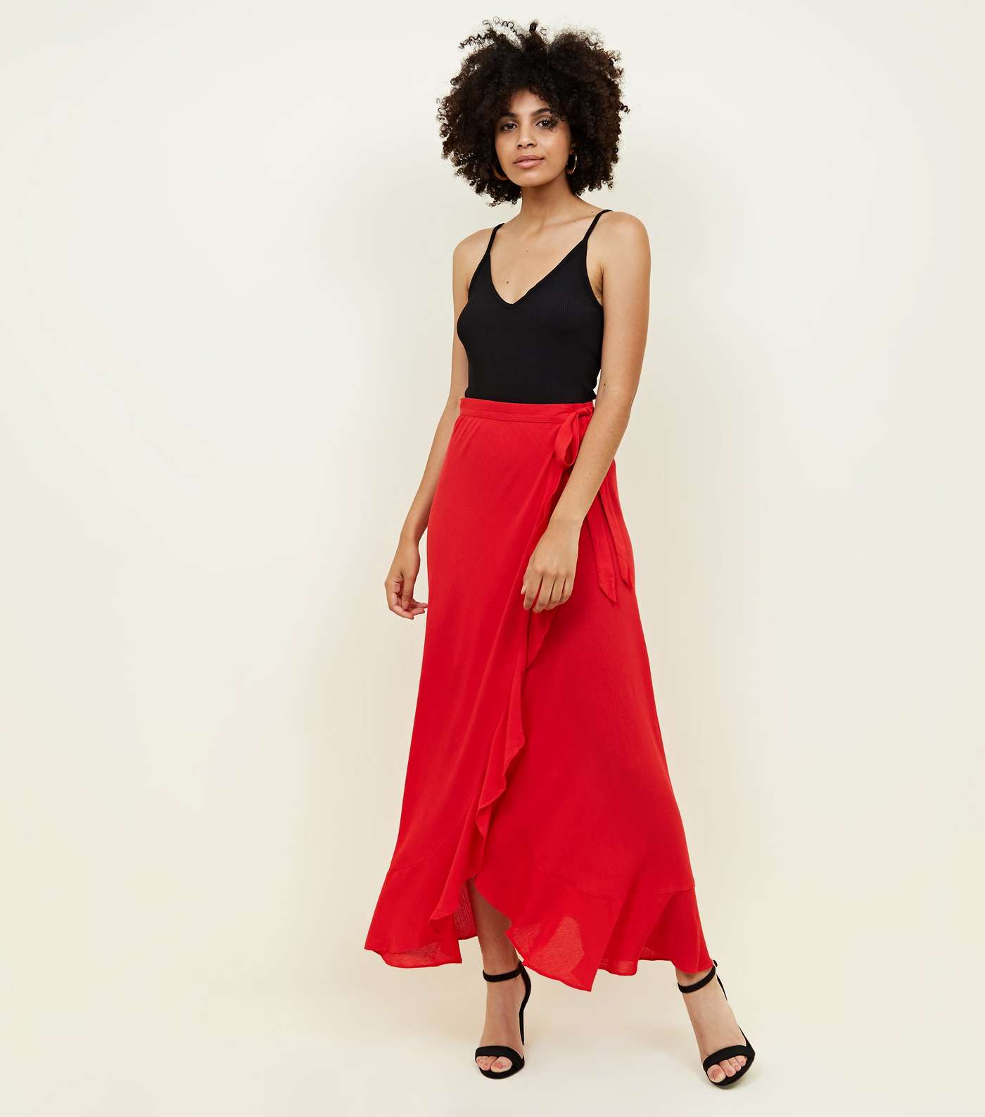 Red Cheesecloth Maxi Wrap Skirt Image 5
