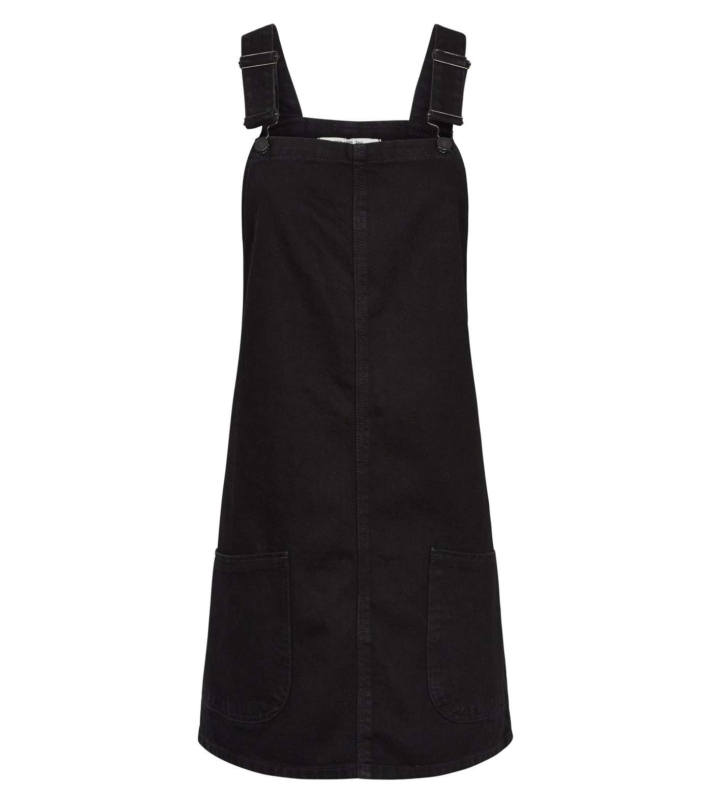 Tall Black Denim Pinafore Dress Image 4