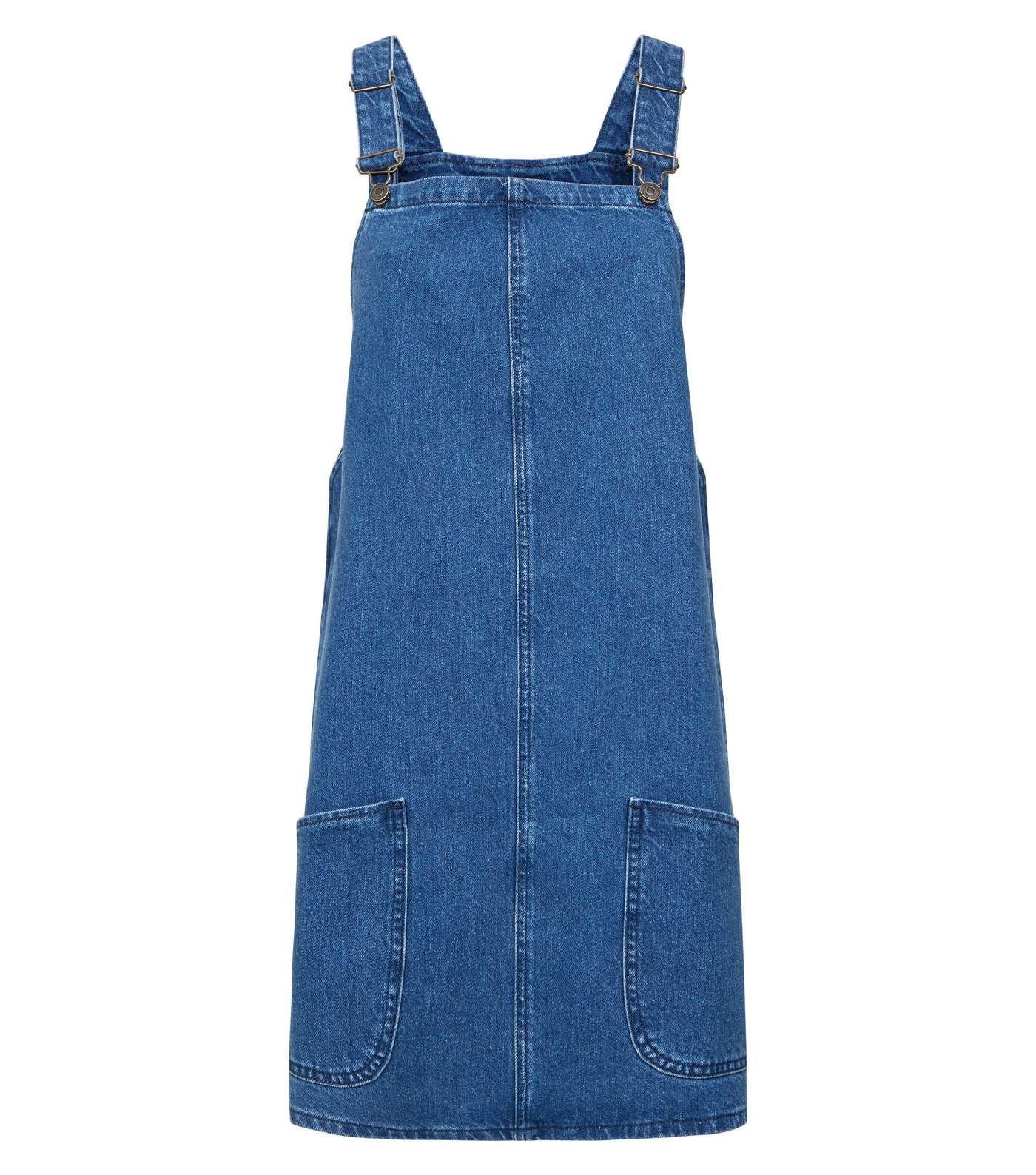 Tall Blue Mid Wash Denim Pinafore Dress Image 4