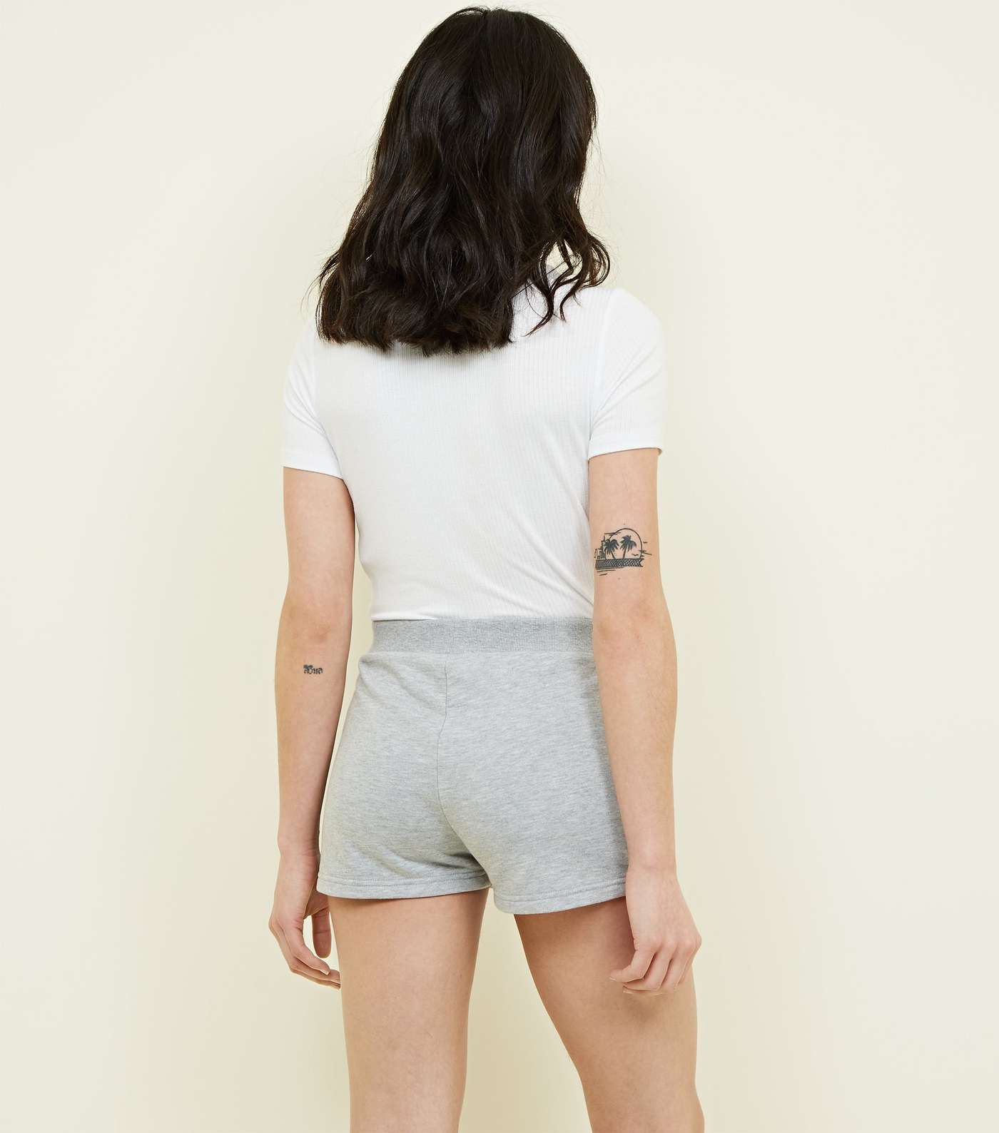 Grey Marl Side Stripe Jersey Shorts Image 3