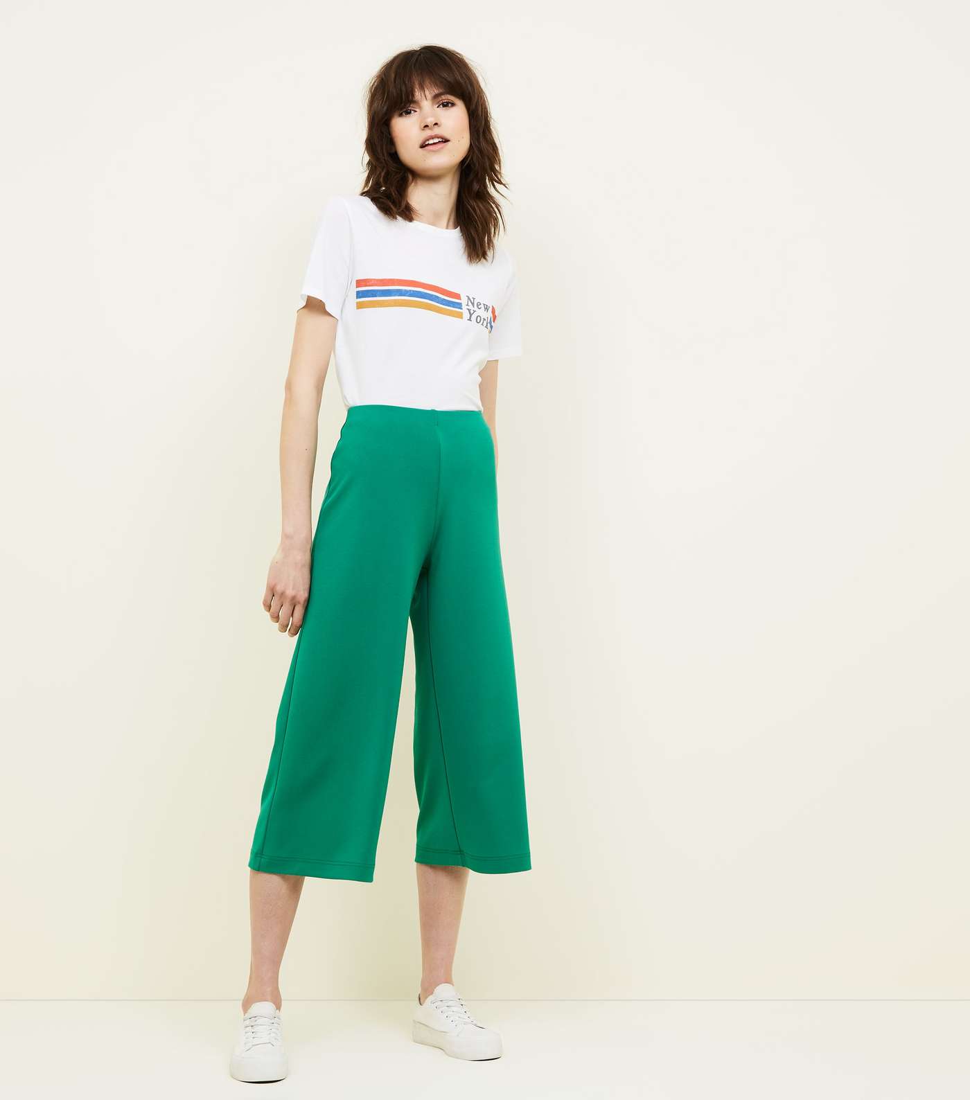 Green Crepe Scuba Cropped Trousers