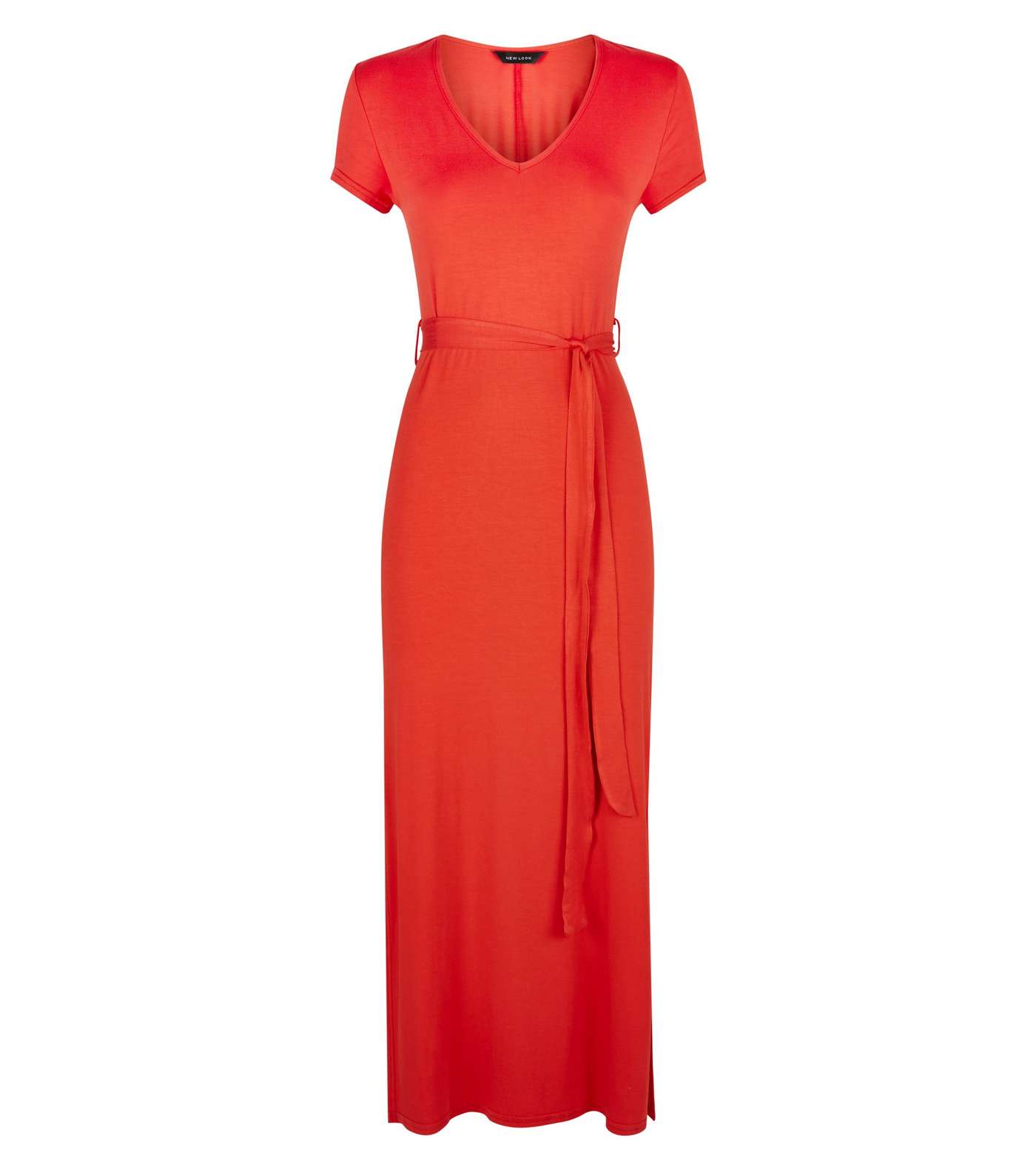 Red V-Neck Jersey Maxi Dress Image 3