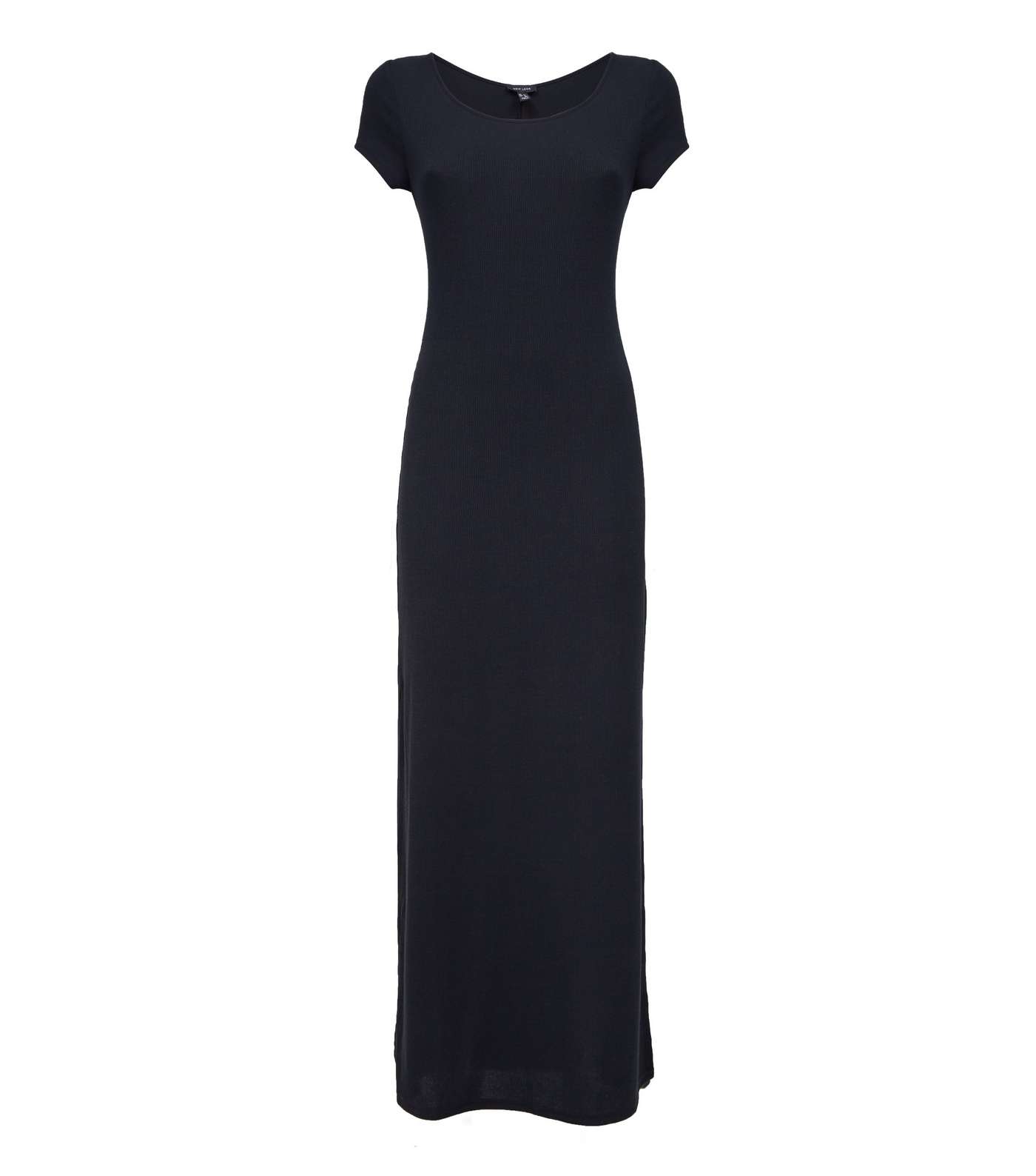 Black Ribbed Jersey Maxi Dress Image 3