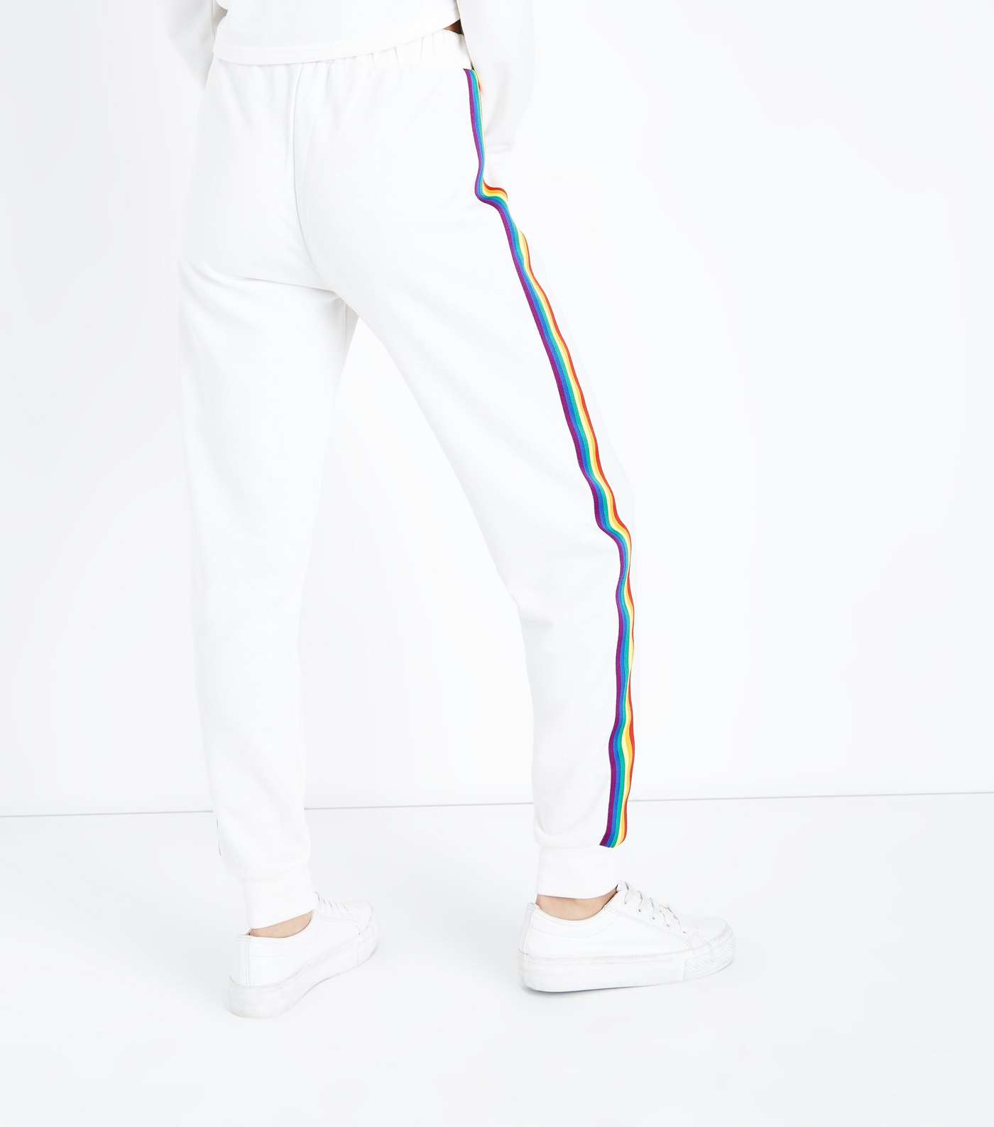 Cream Rainbow Side Stripe Joggers Image 3