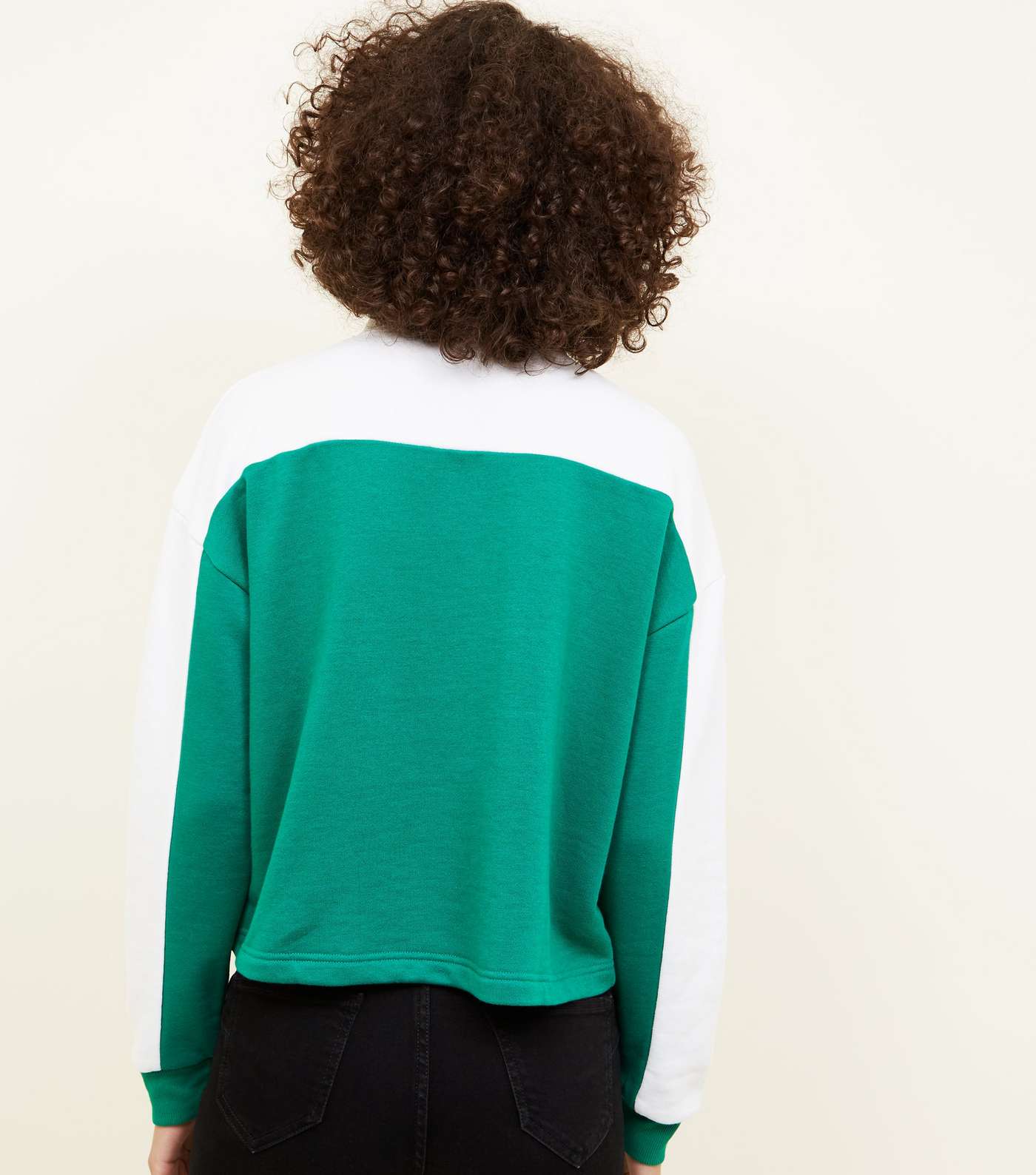 Green Colour Block Half Zip Sweatshirt Image 3