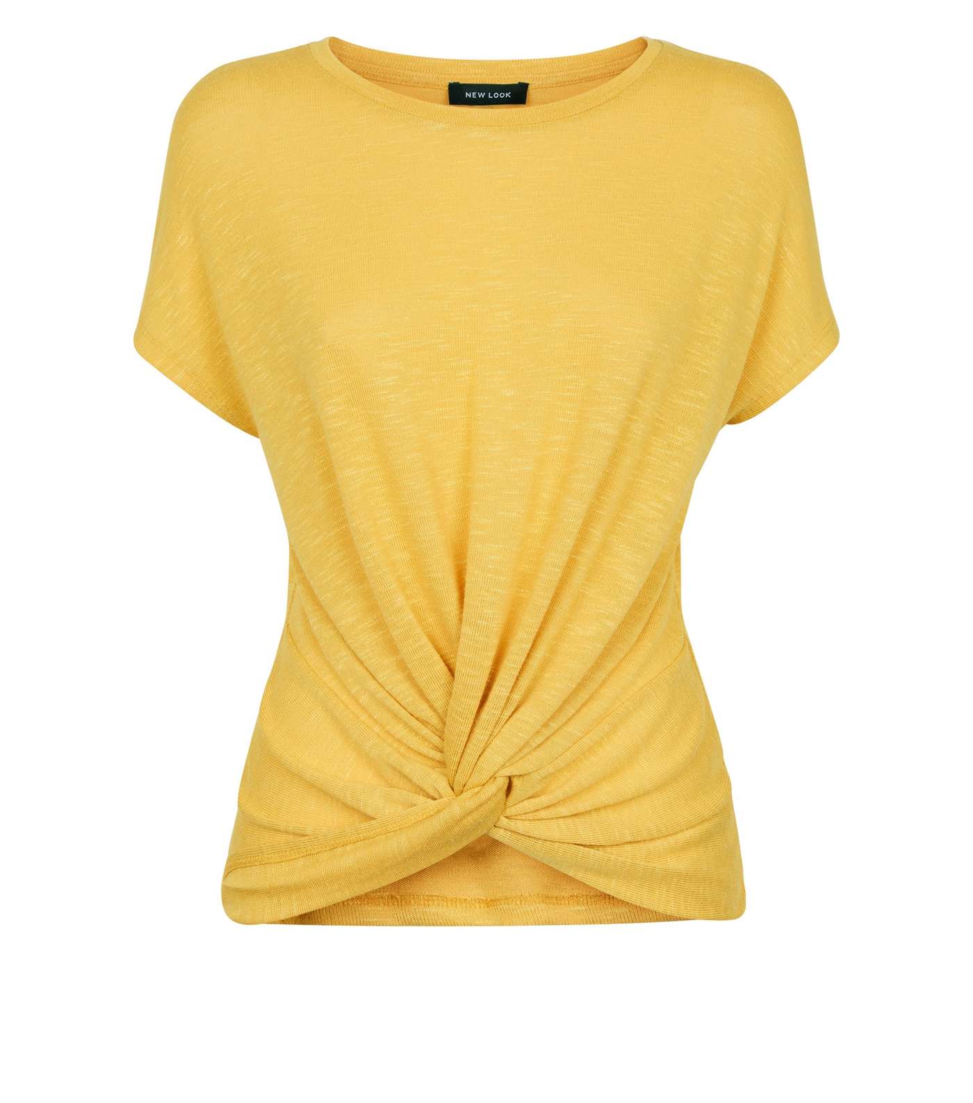 Yellow Twist Front Fine Knit T-Shirt  Image 4