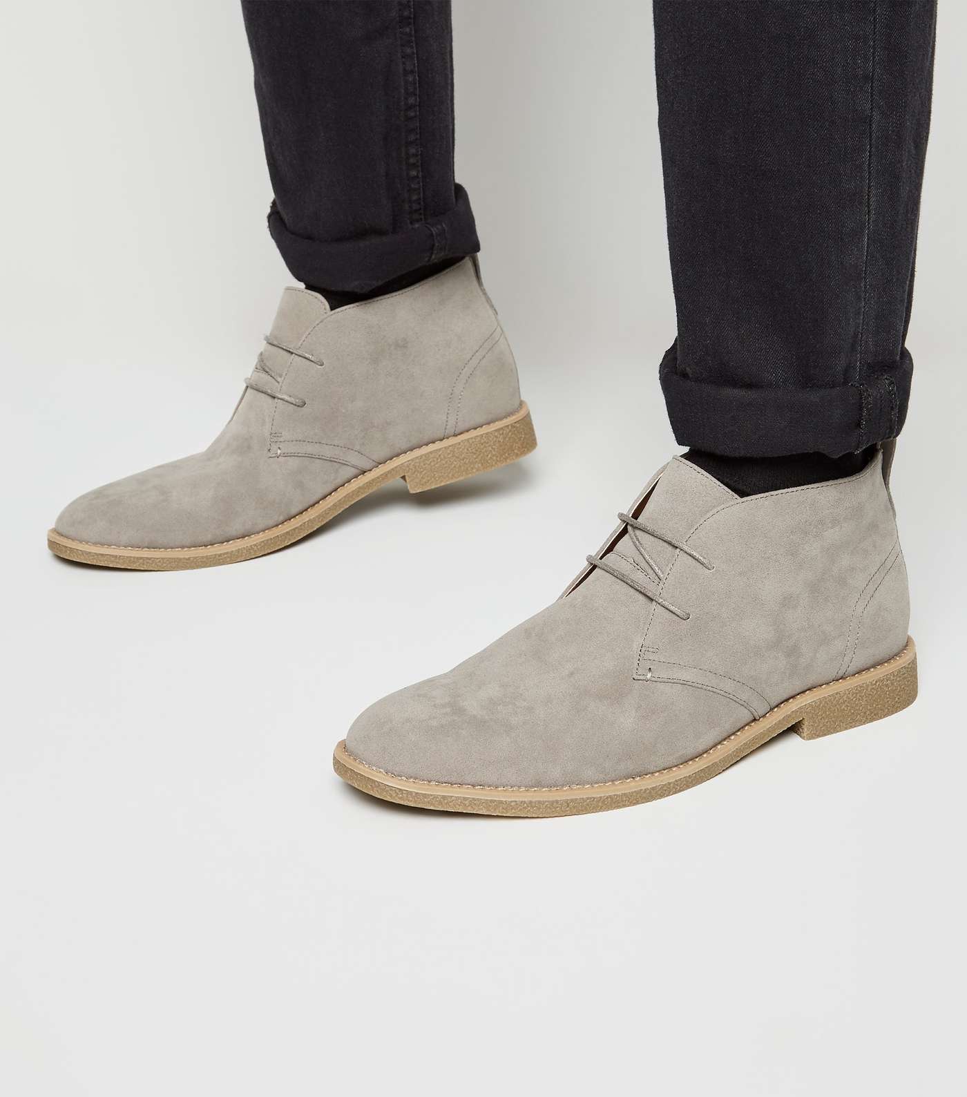 Pale Grey Suedette Desert Boots