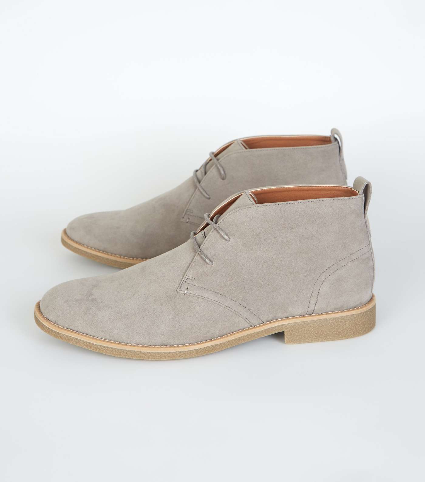 Pale Grey Suedette Desert Boots Image 3