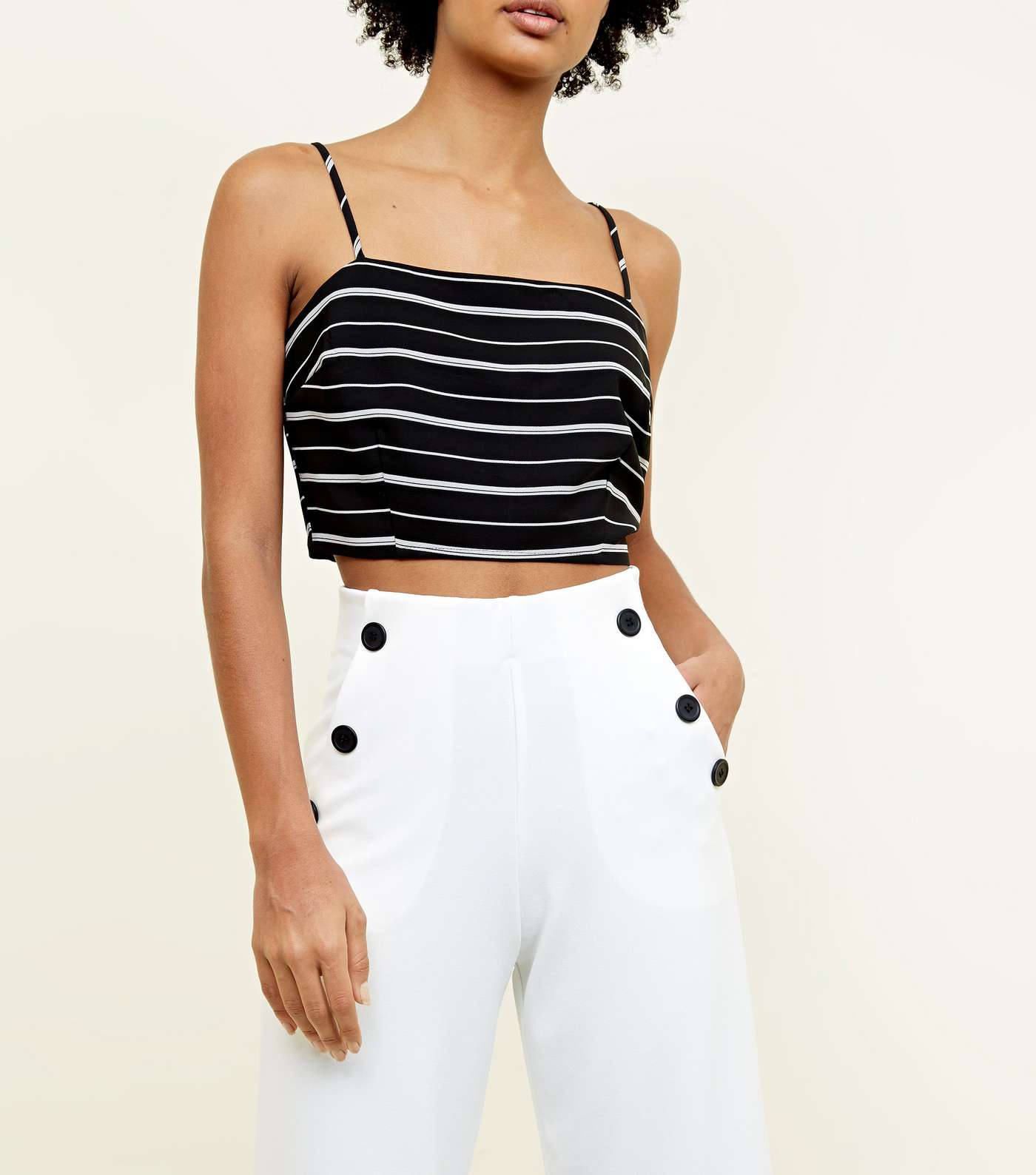 White Scuba Button Side Cropped Trousers  Image 5