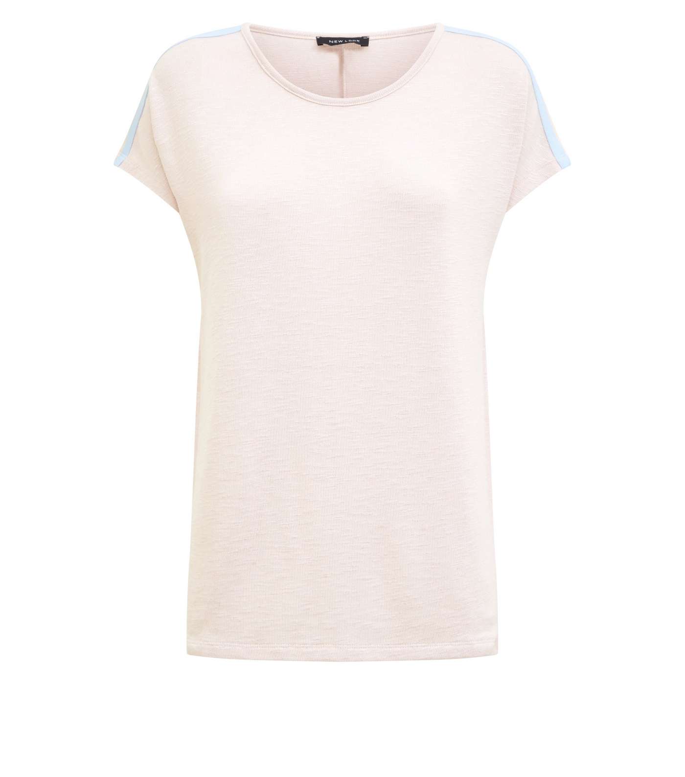 Pale Pink Stripe Shoulder Fine Knit T-Shirt Image 4