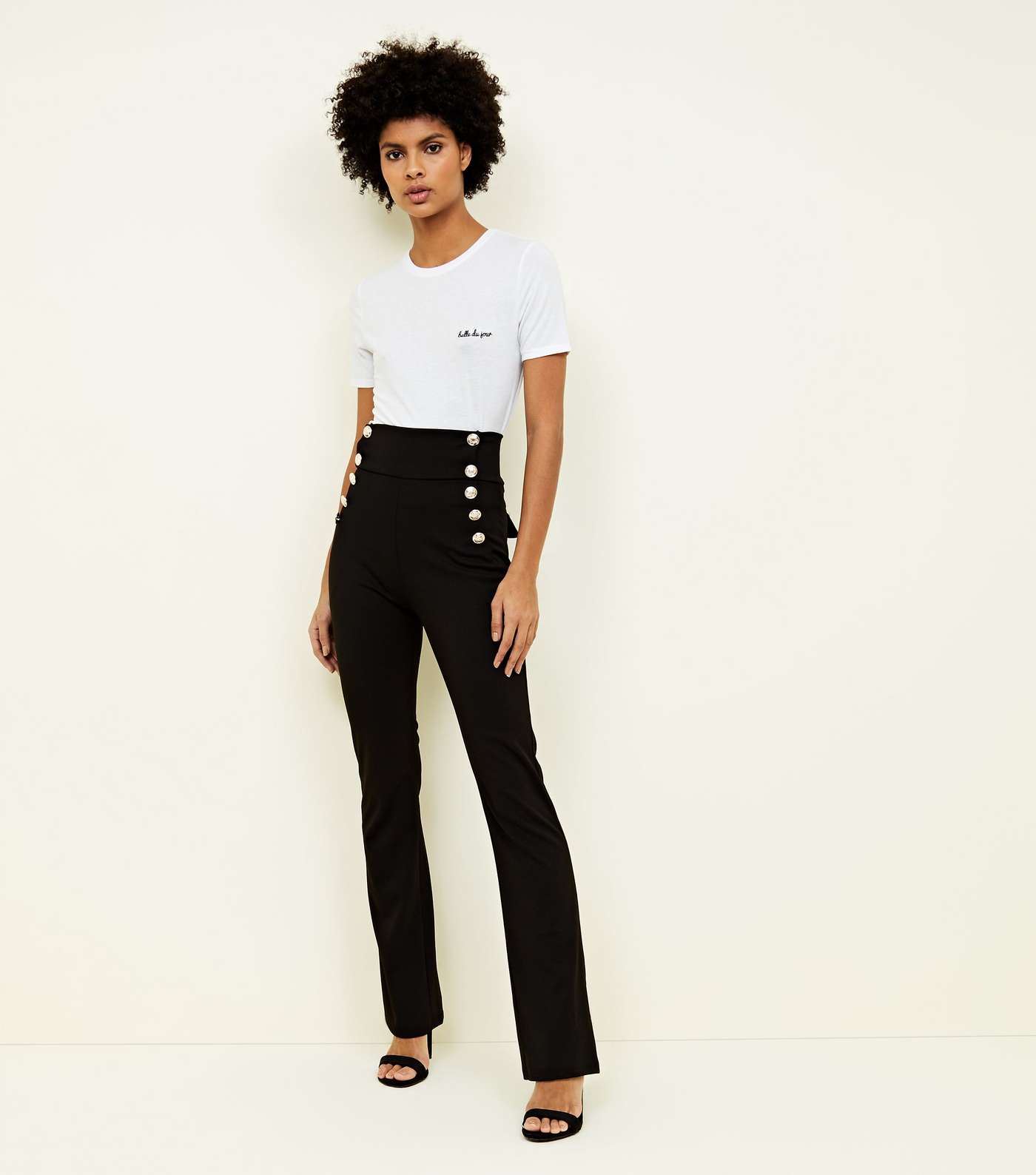Cameo Rose Black Military Button Trousers