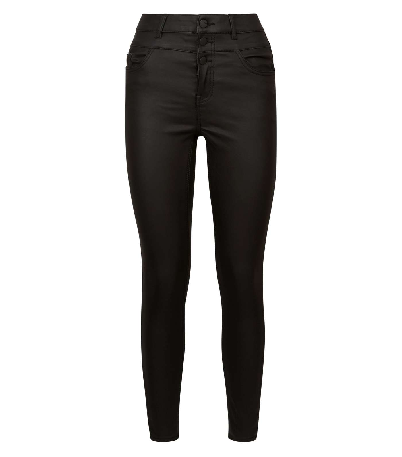 Black Coated High Waist Skinny Yazmin Jeans Image 4