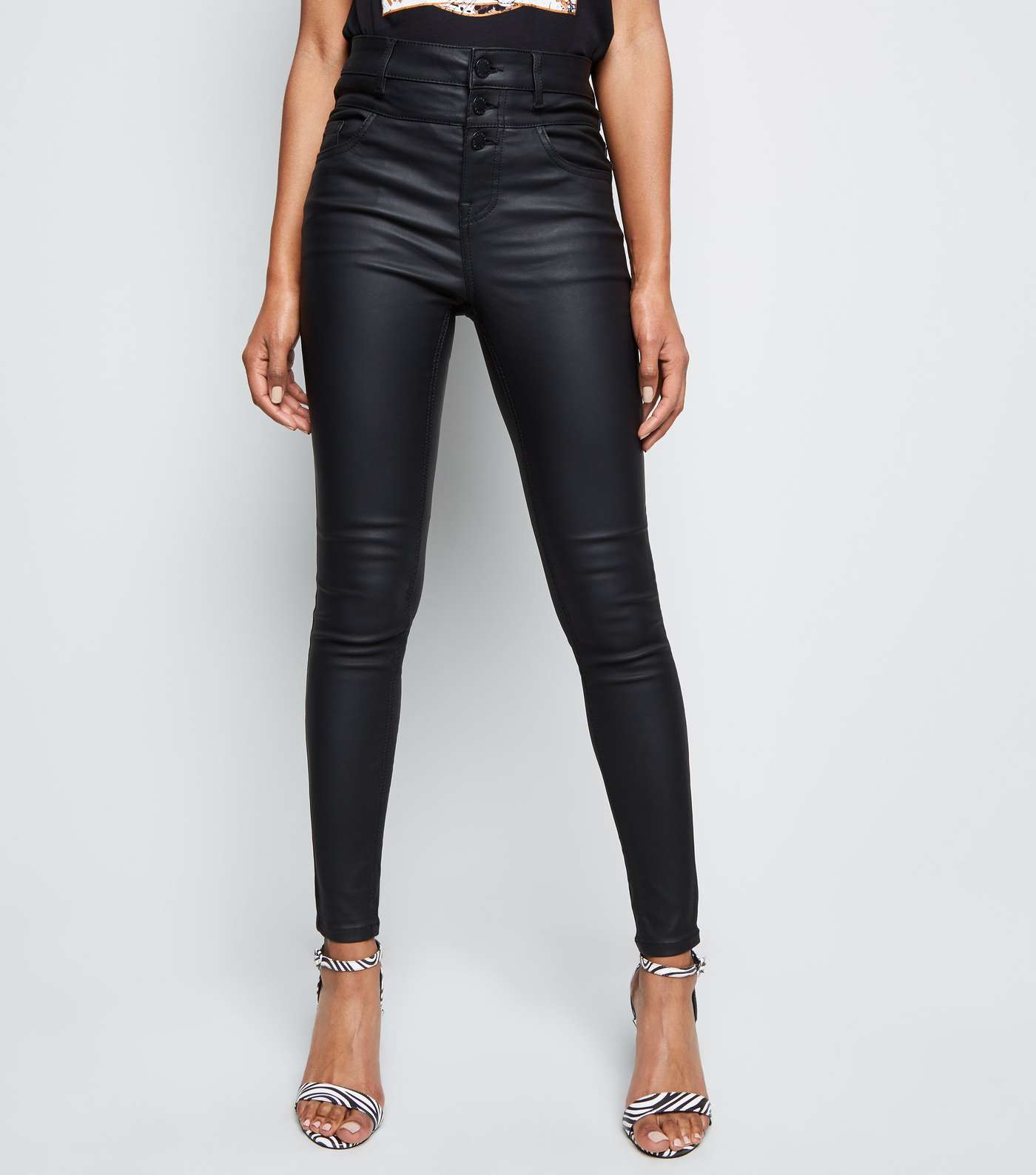 Black Coated High Waist Skinny Yazmin Jeans Image 2