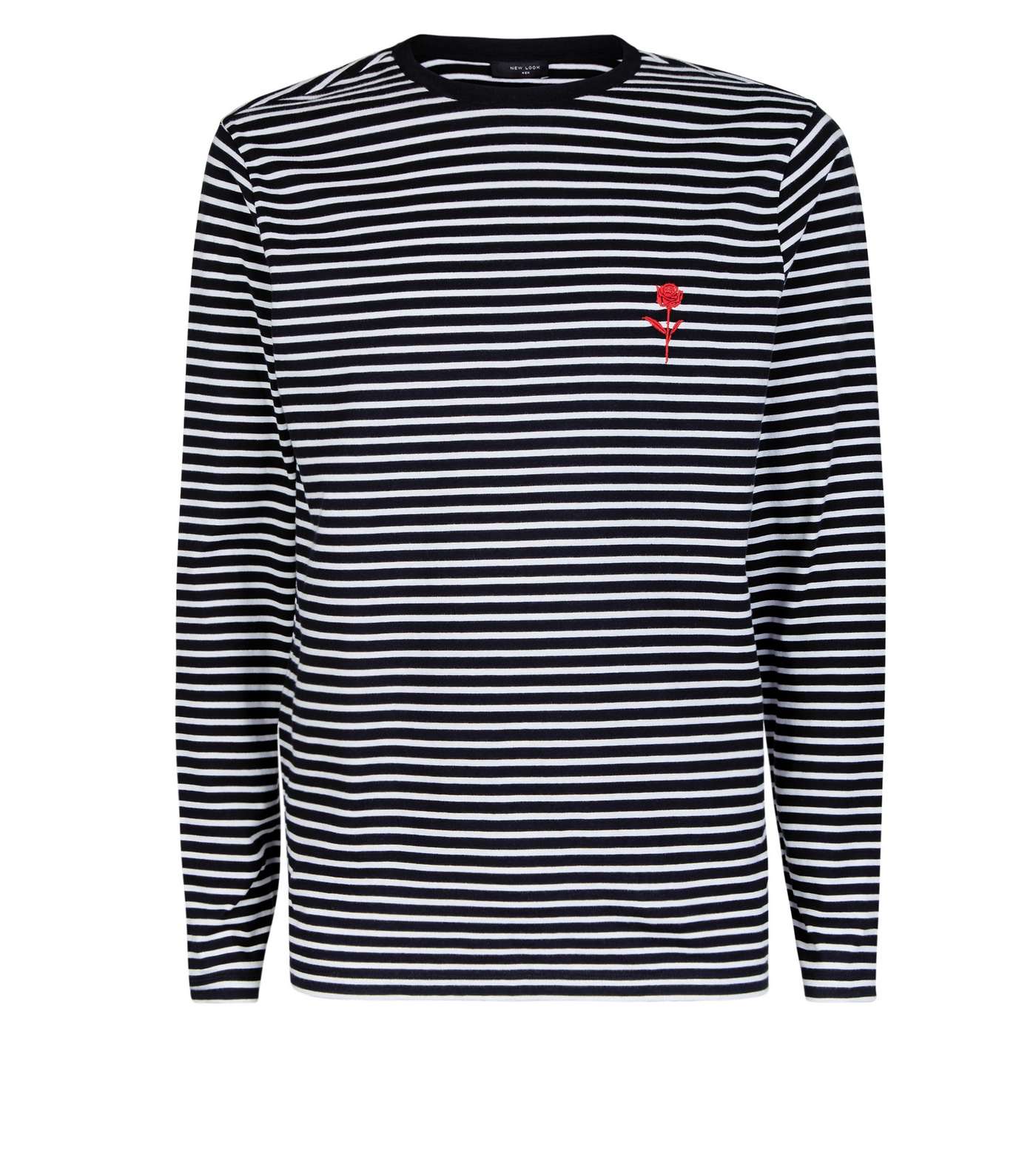 Black Rose Embroidered Stripe Long Sleeve T-Shirt Image 4