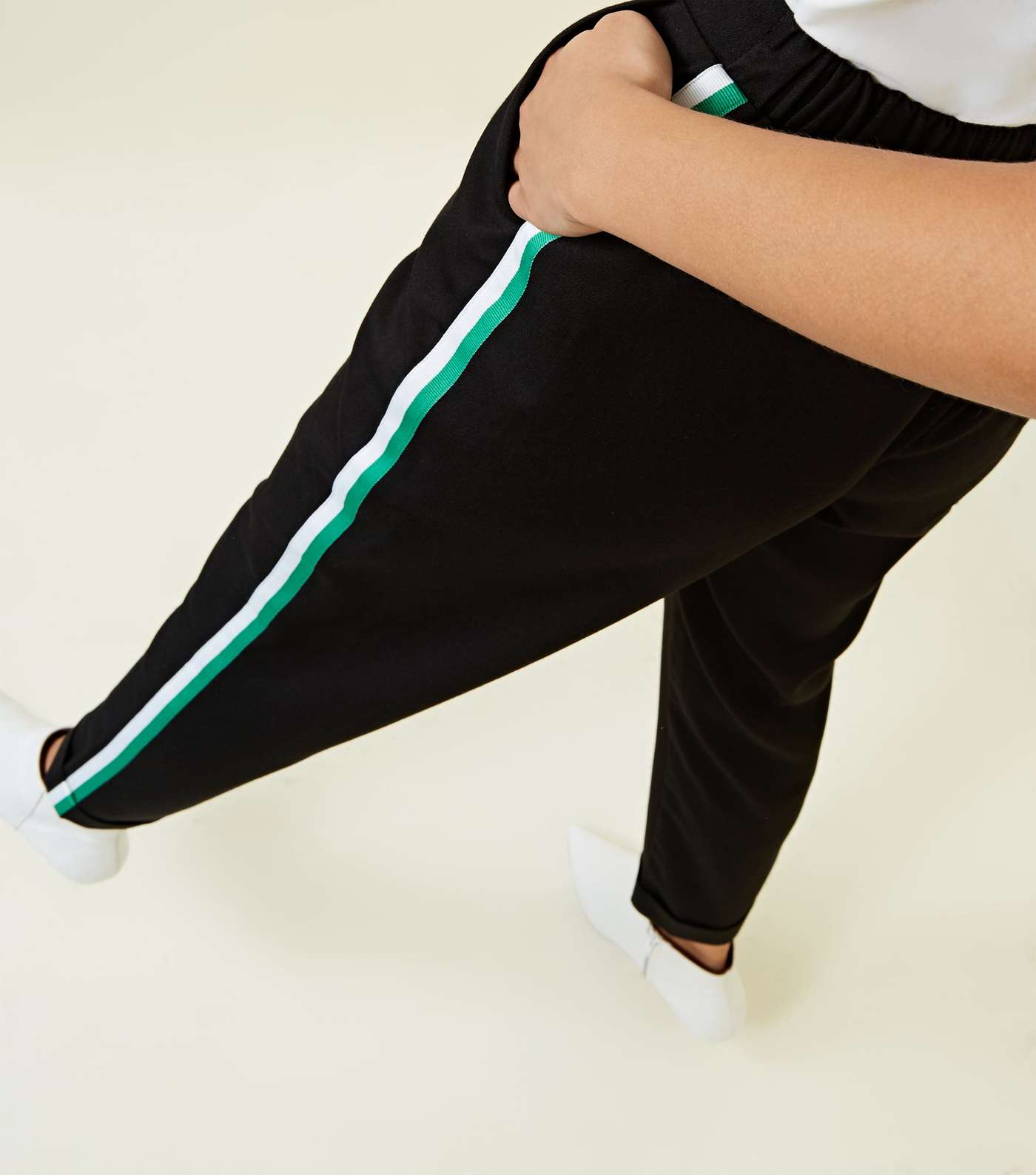 Green Side Stripe Slim Leg Trousers Image 6