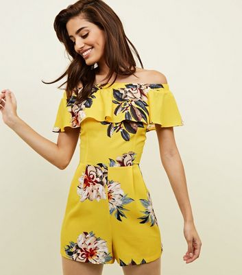 new look yellow floral jumpsuit