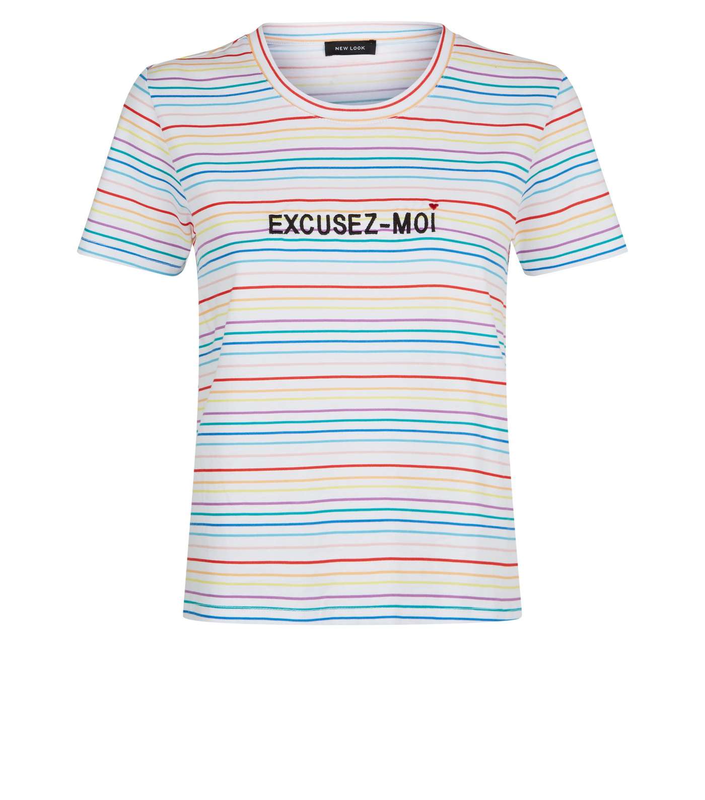 Rainbow Stripe Excusez Moi Embroidered T-Shirt Image 4