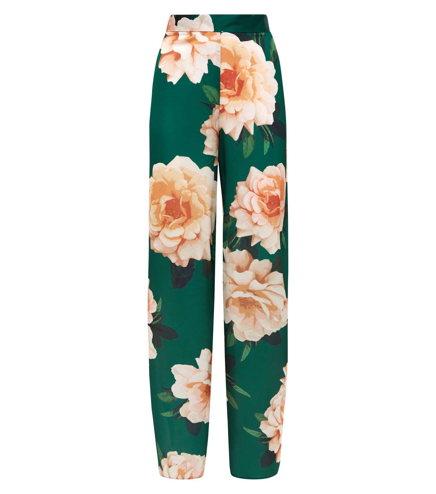 Green Floral Split Hem Trousers Image 4
