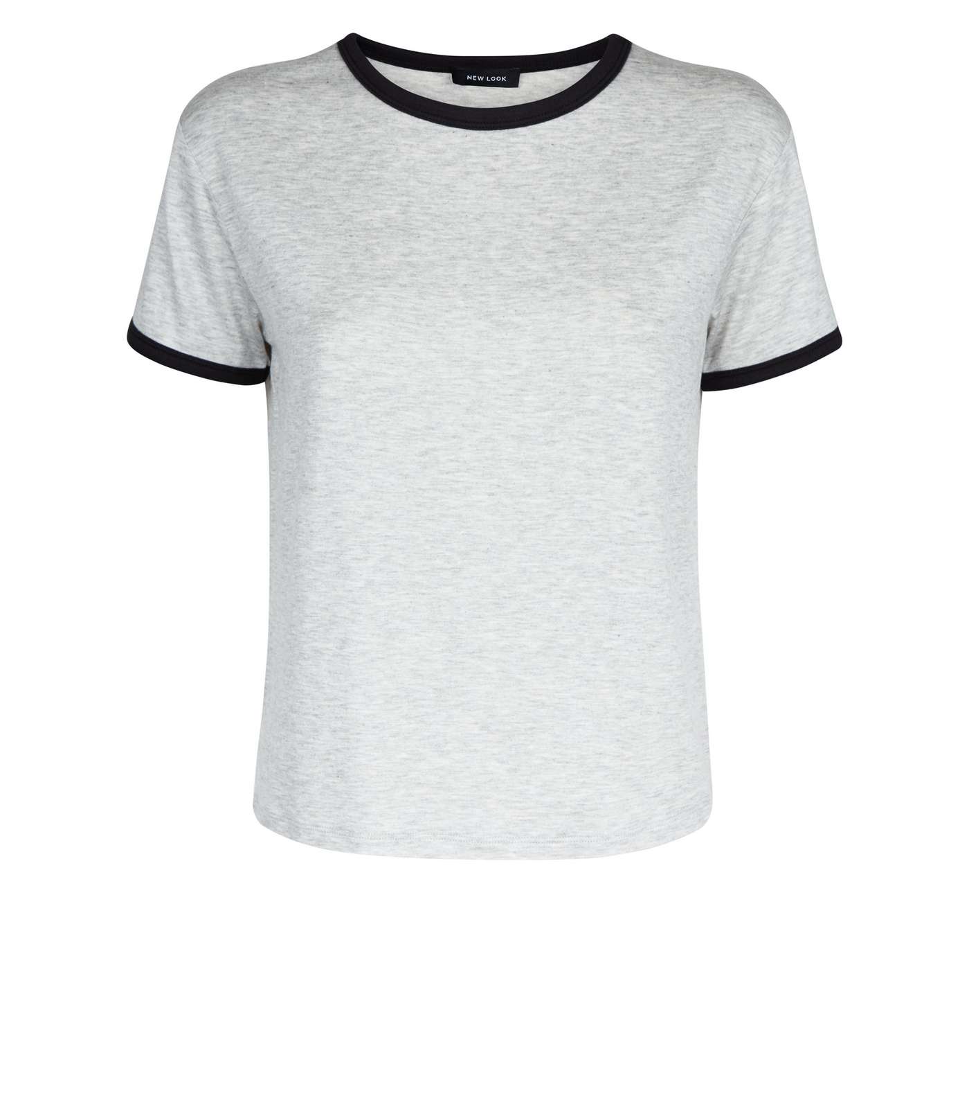 Grey Marl Contrast Ringer T-Shirt Image 4