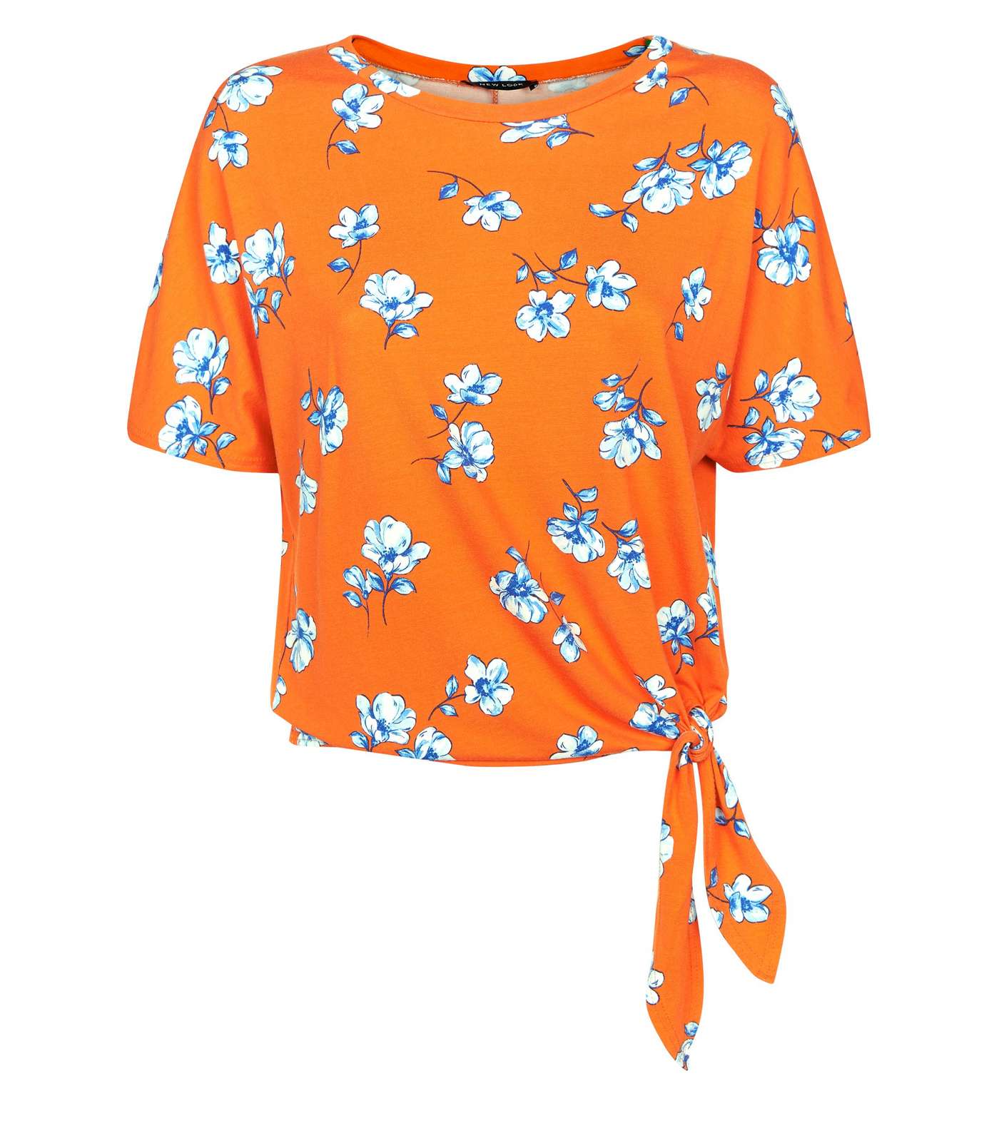 Orange Floral Tie Side T-Shirt Image 4