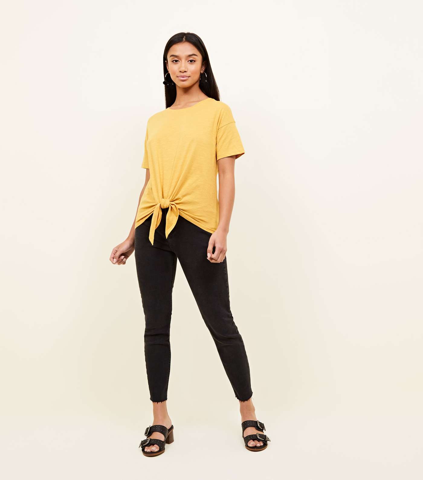 Petite Yellow Tie Front Jersey T-Shirt  Image 2