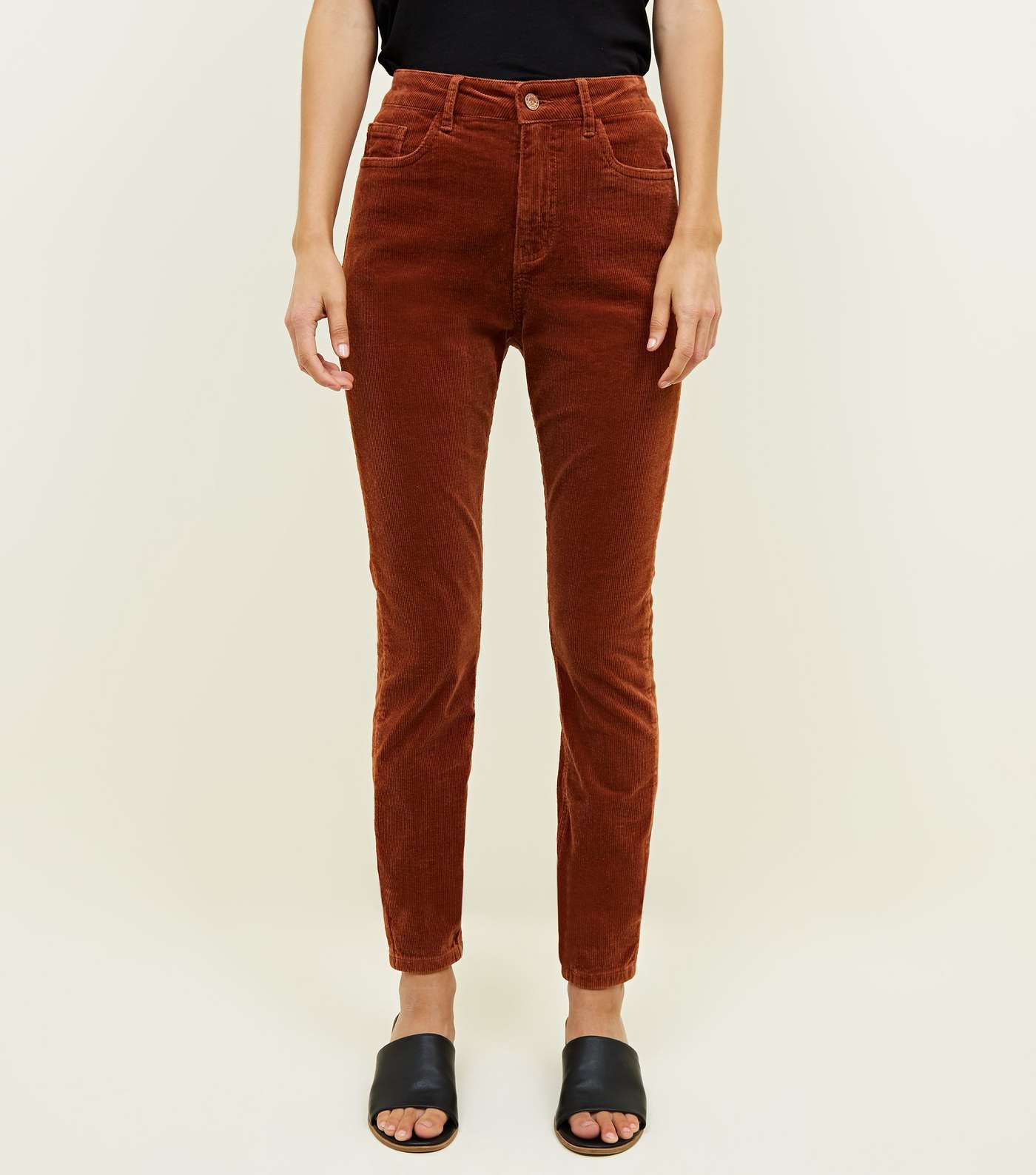 Rust Corduroy High Rise Super Skinny Dahlia Jeans  Image 2