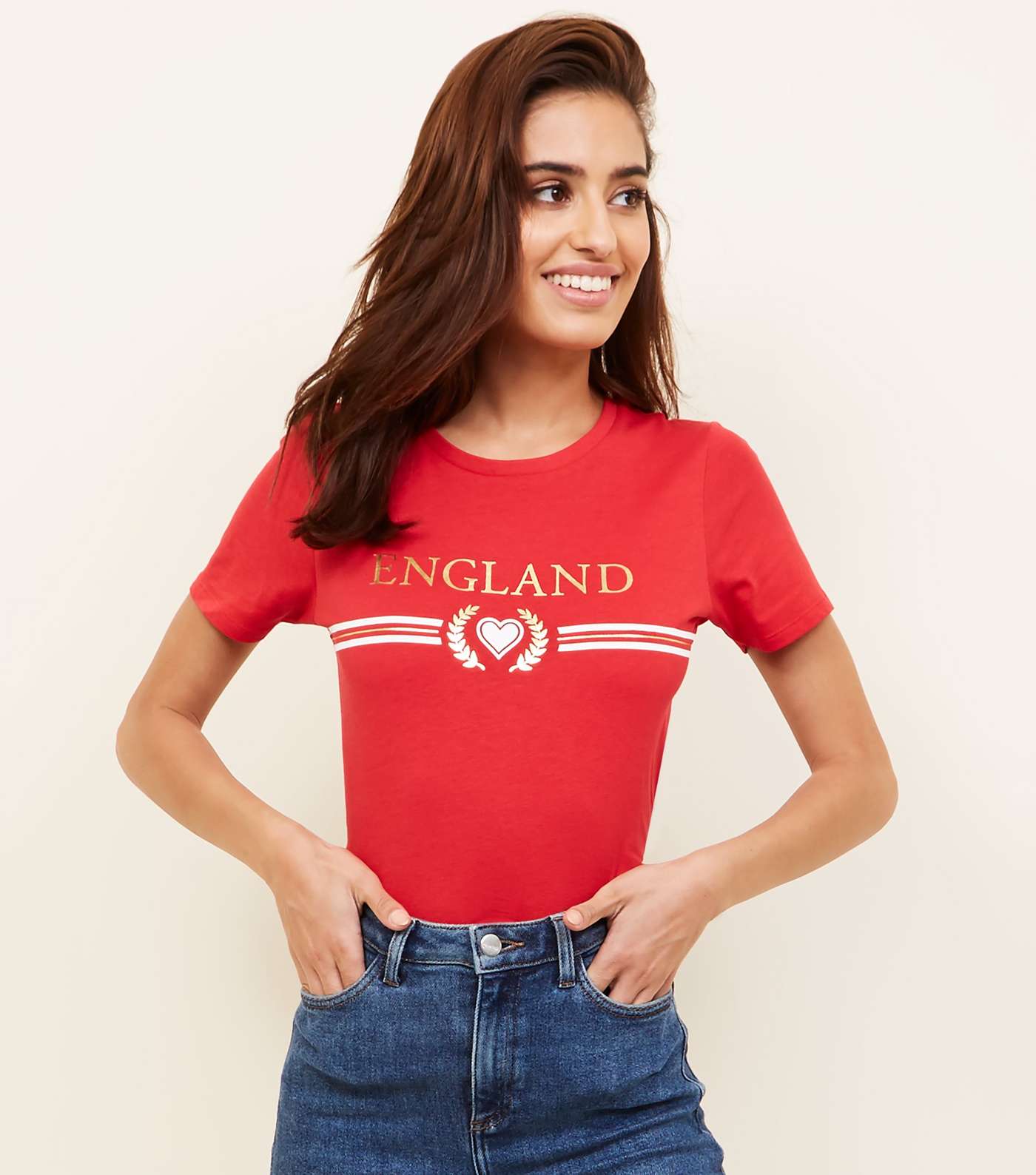 Red England Metallic Crest Logo T-Shirt