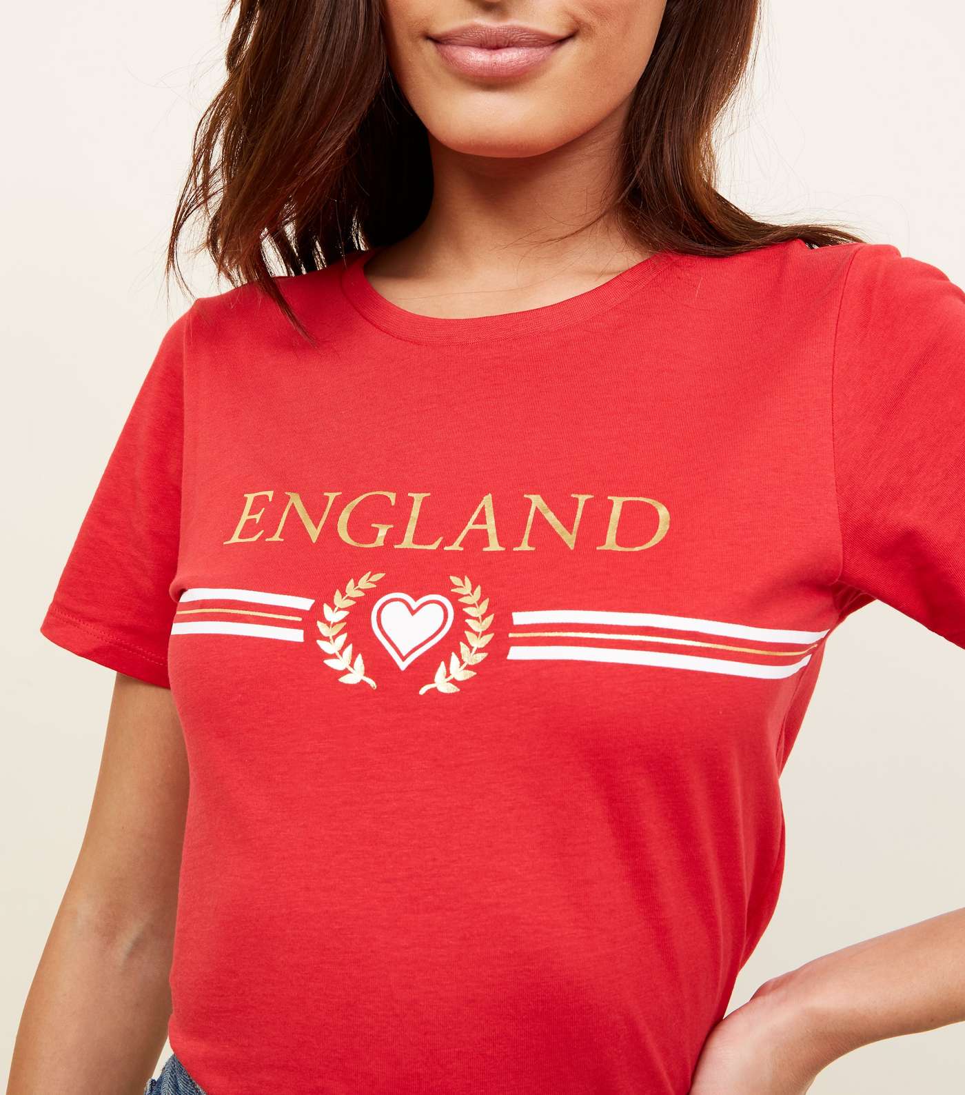 Red England Metallic Crest Logo T-Shirt Image 5