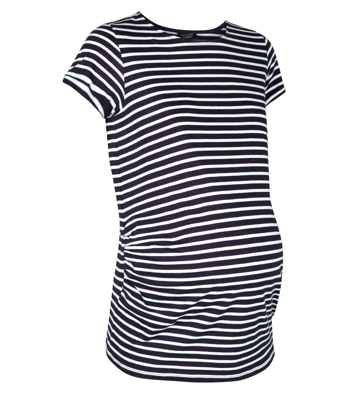 Maternity Blue Stripe Short Sleeve T-Shirt Image 4