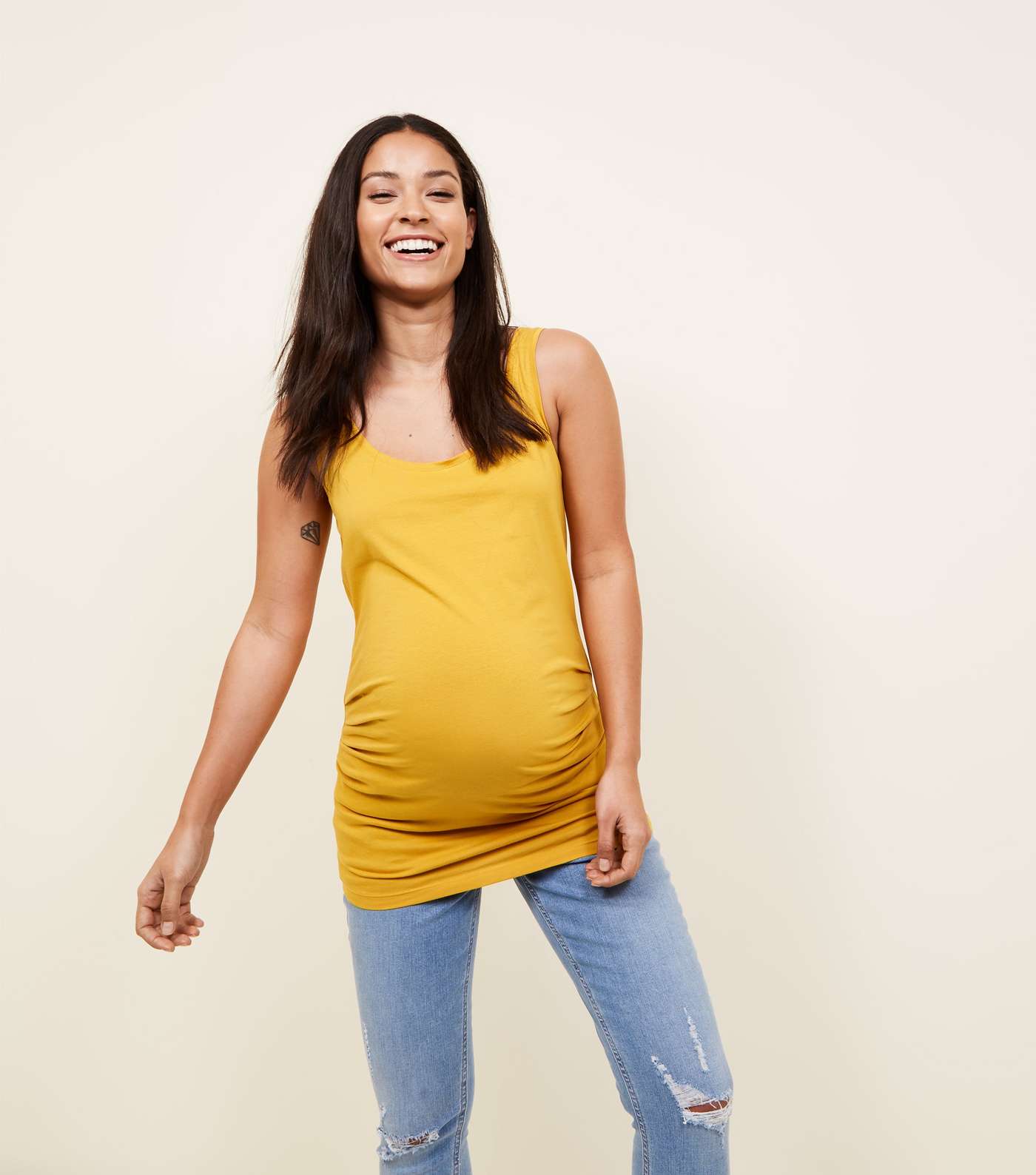 Maternity Yellow Scoop Neck Vest Top