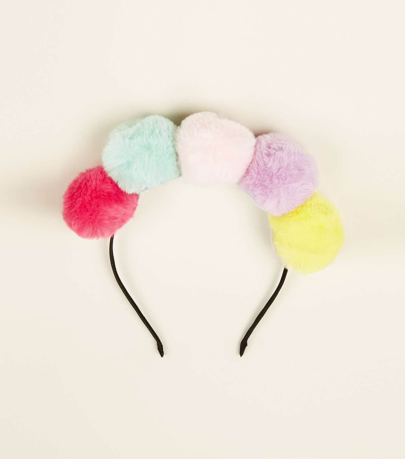 Multicoloured Faux Fur Pom Pom Headband