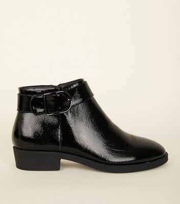 patent buckle ankle boots
