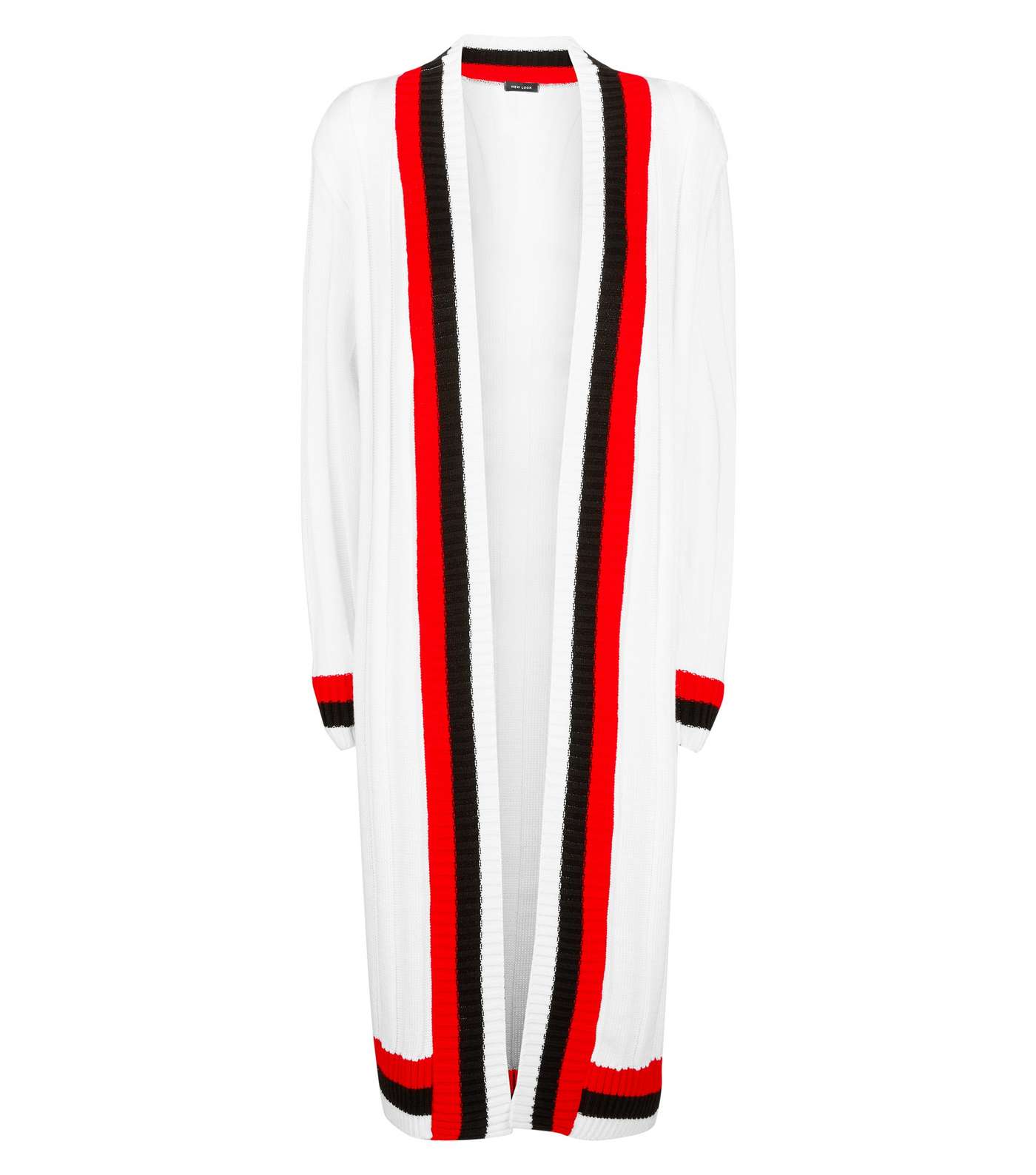 Cream Contrast Stripe Cricket Cardigan Image 4