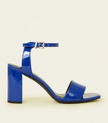 low block heel sandals blue