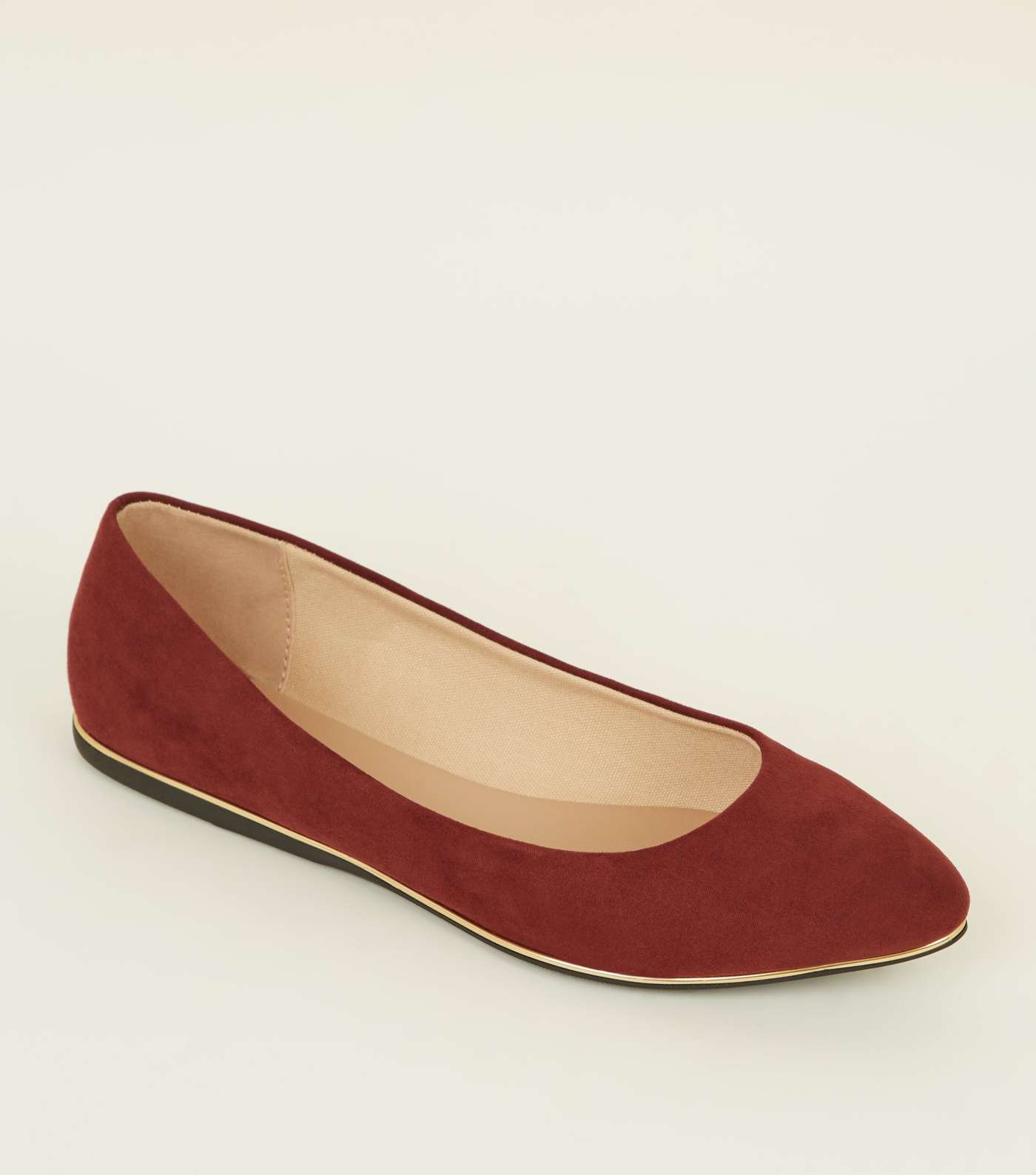 Wide Fit Dark Red Piped Edge Pointed Pumps