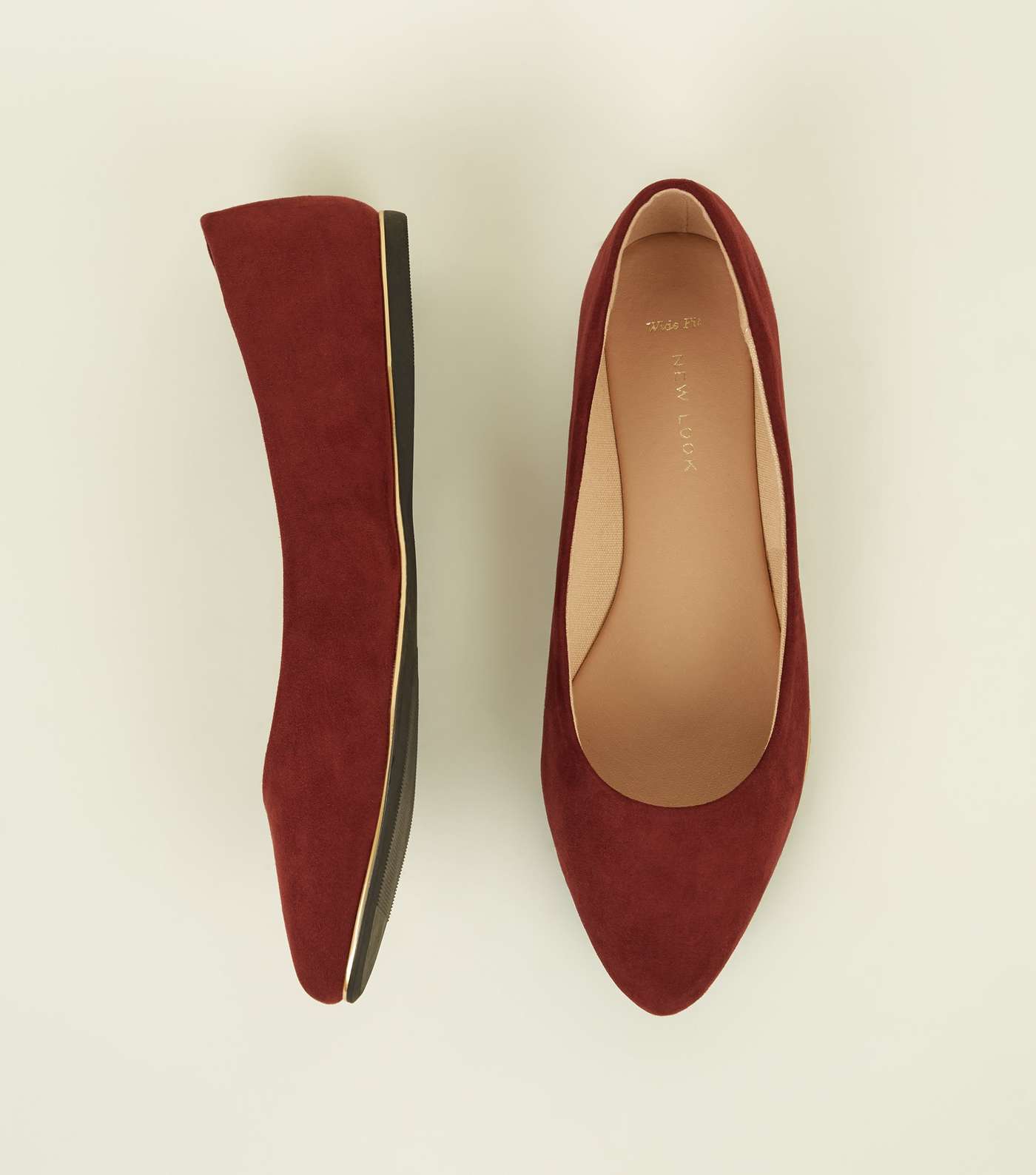 Wide Fit Dark Red Piped Edge Pointed Pumps Image 3
