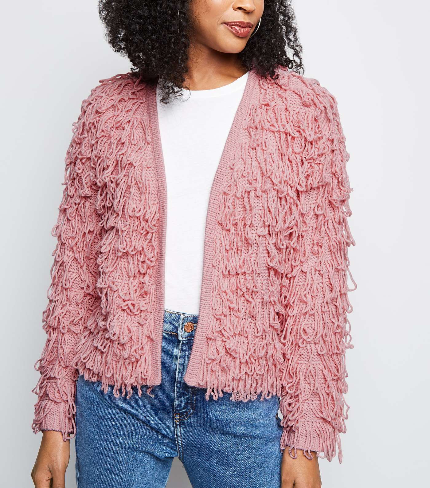 Mid Pink Loop Knit Cardigan