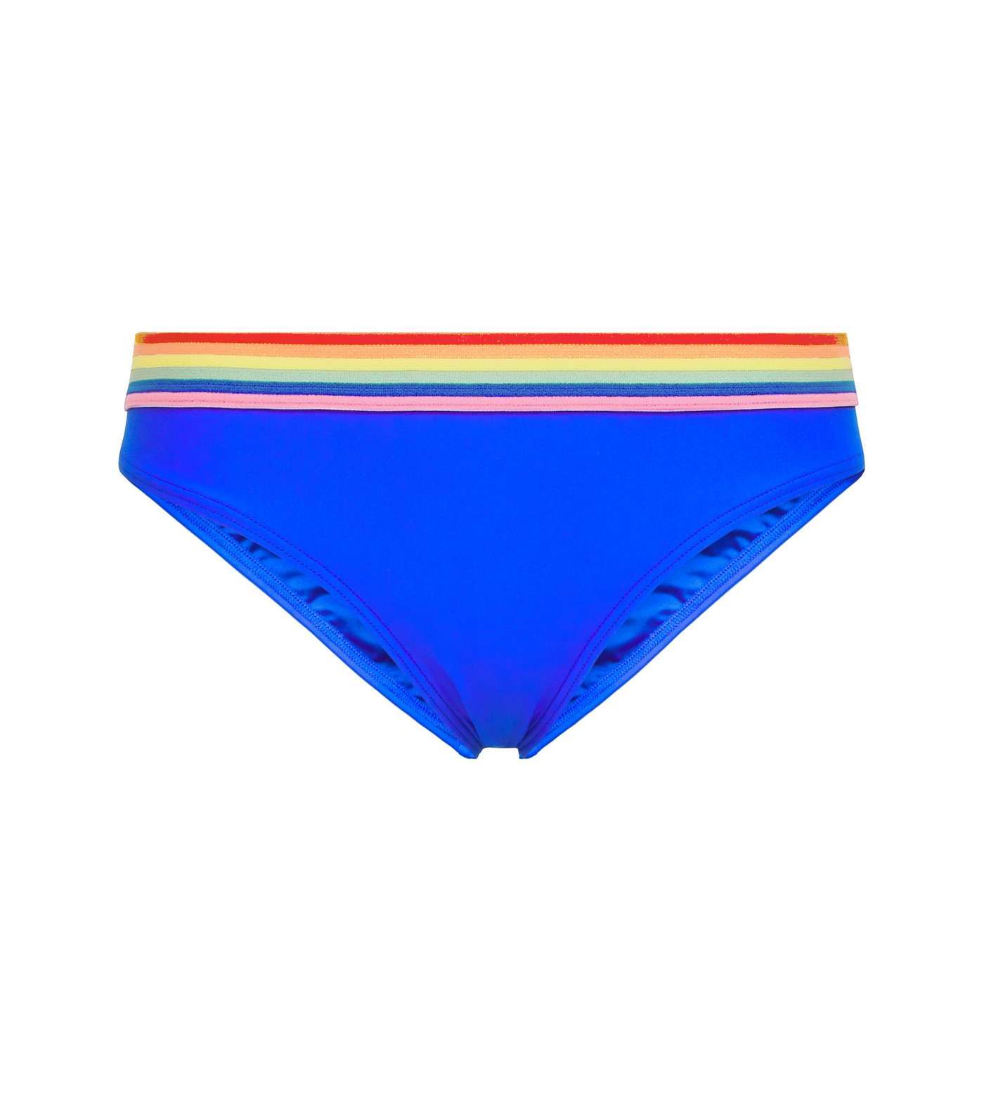 Bright Blue Rainbow Trim Hipster Bikini Bottoms Image 4
