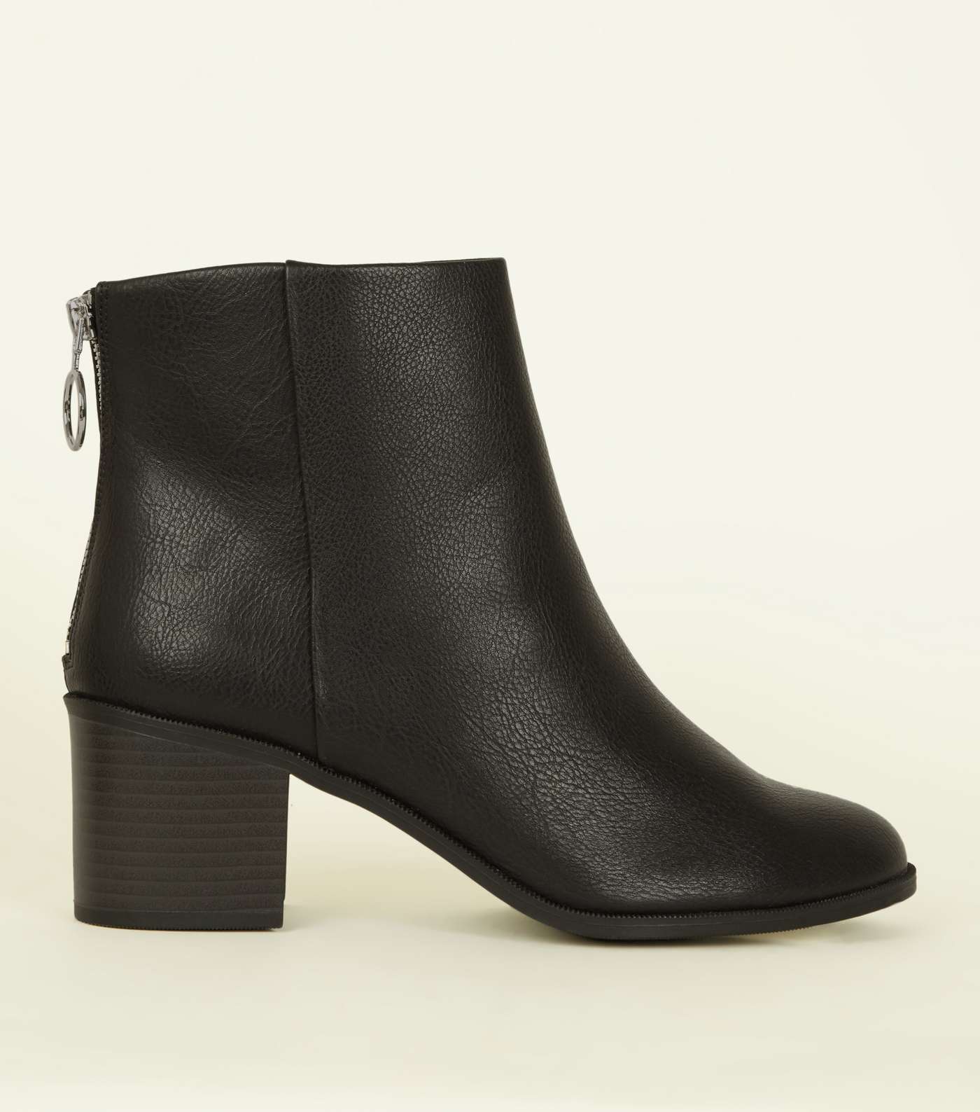 Wide Fit Black Block Heel Ankle Boots