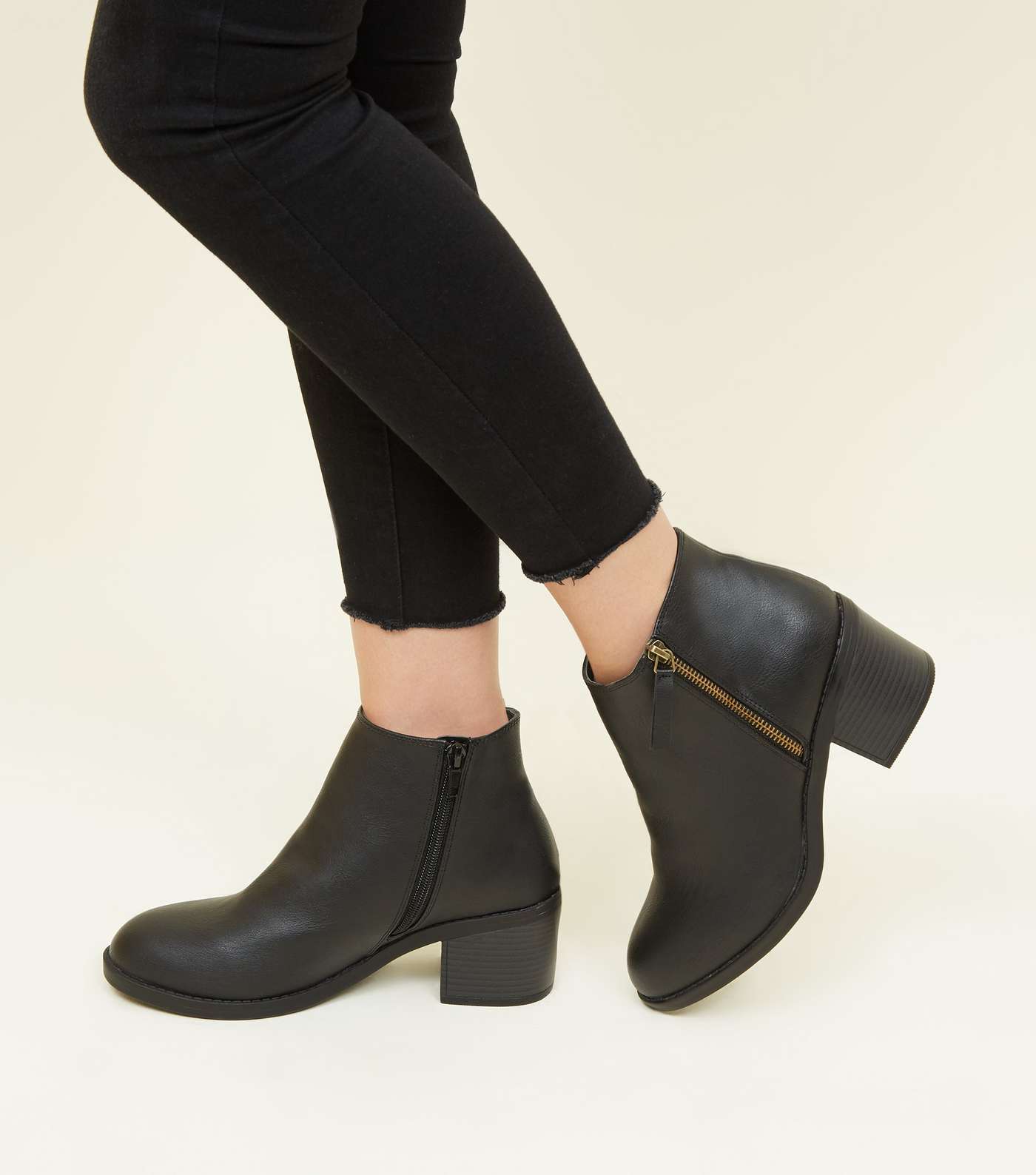 Wide Fit Black Zip Side Ankle Boots  Image 2